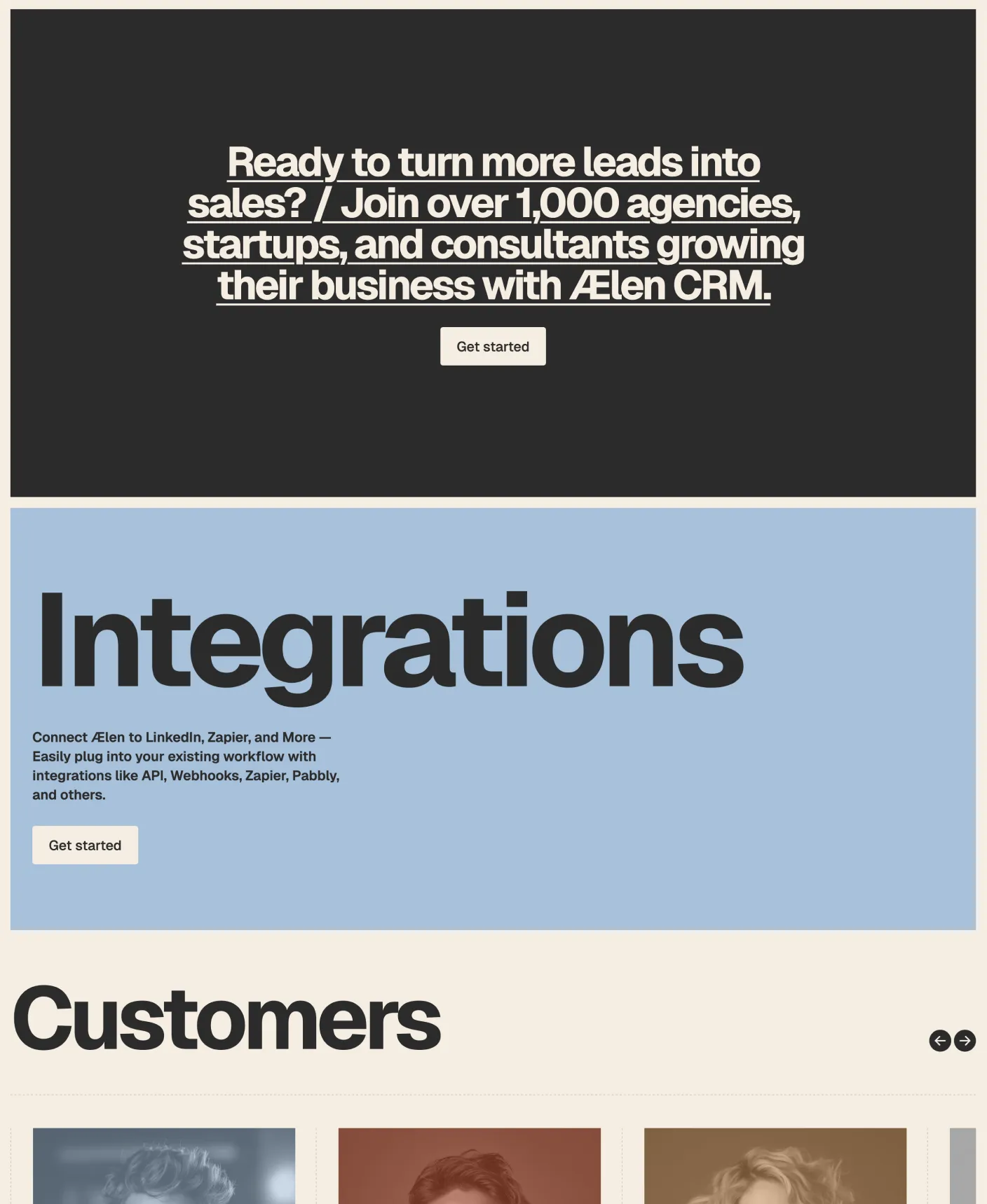 Ælen SaaS integrations page for software tools
