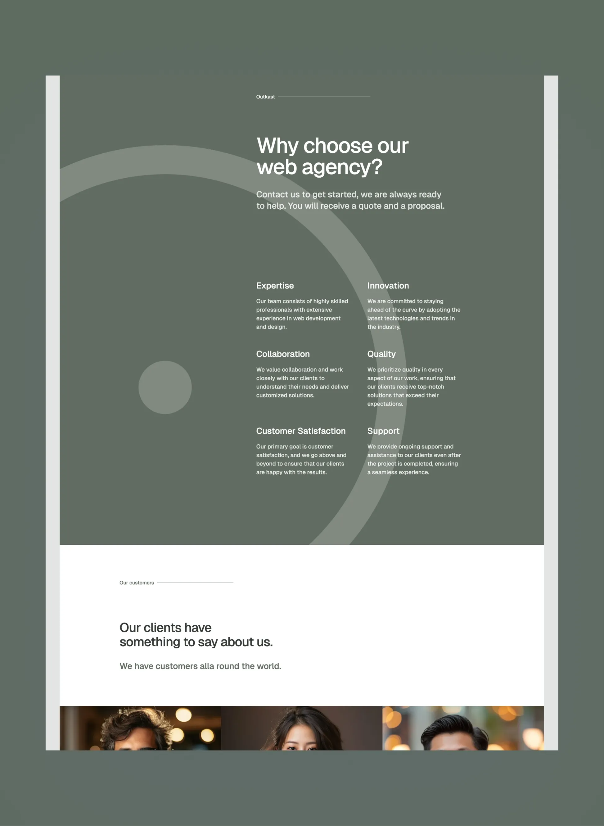 Outkast services page layout