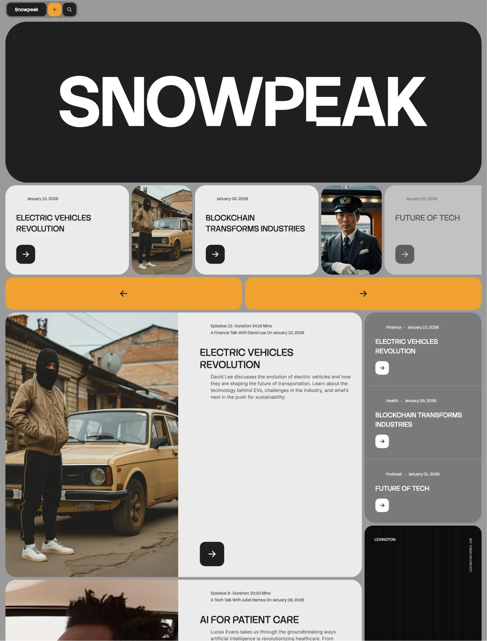 Snowpeak podcast player view