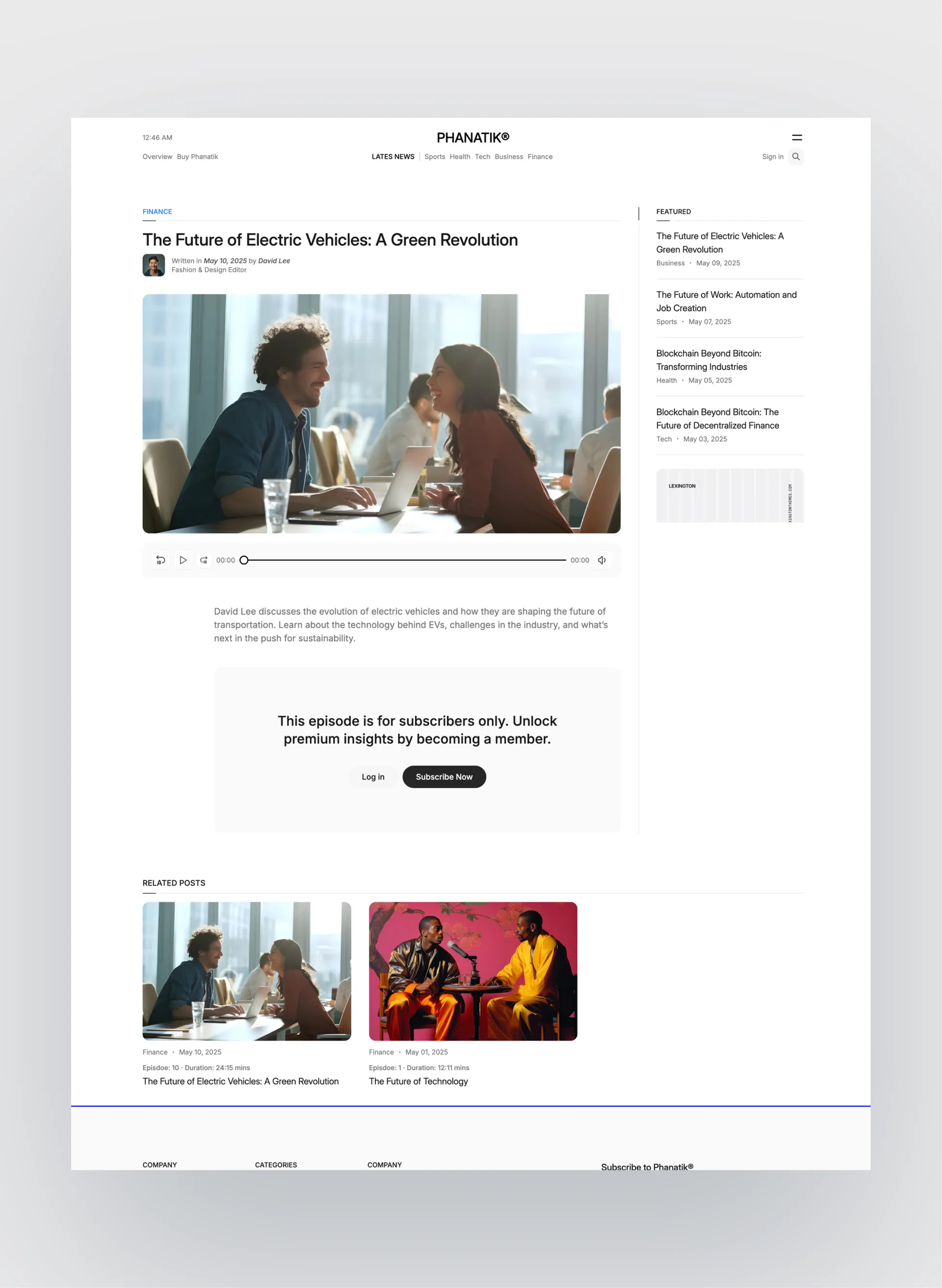 Phanatik podcast episode layout