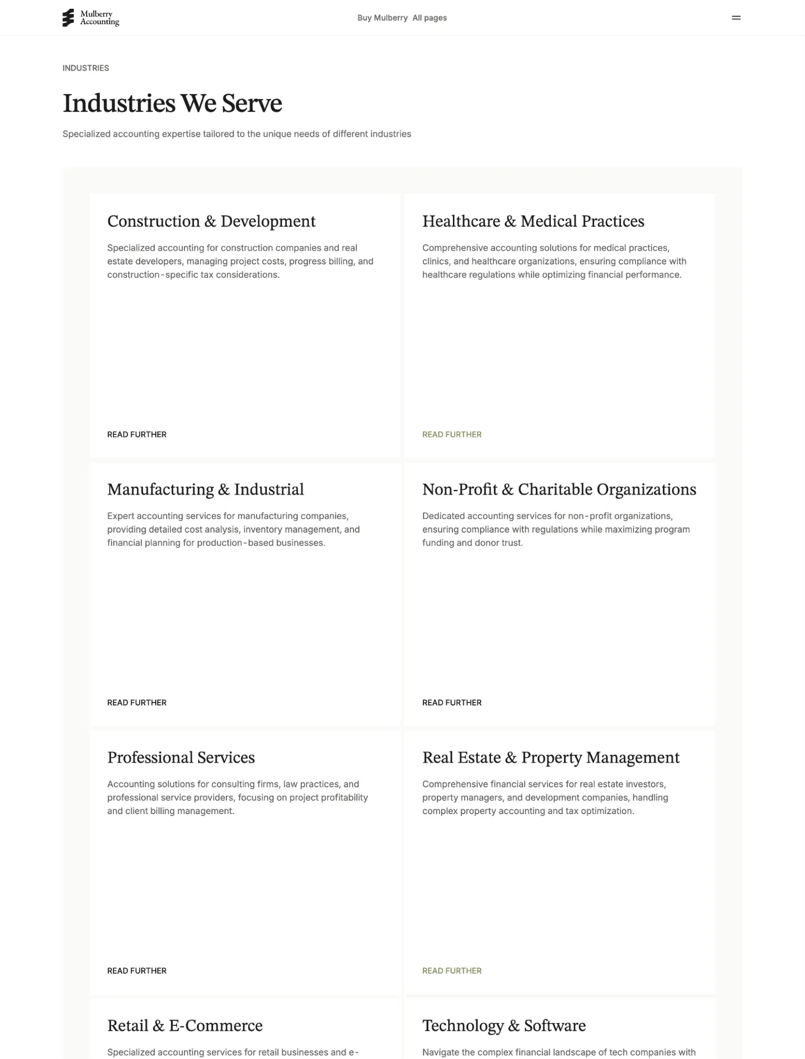 Mulberry blog layout for accounting firms
