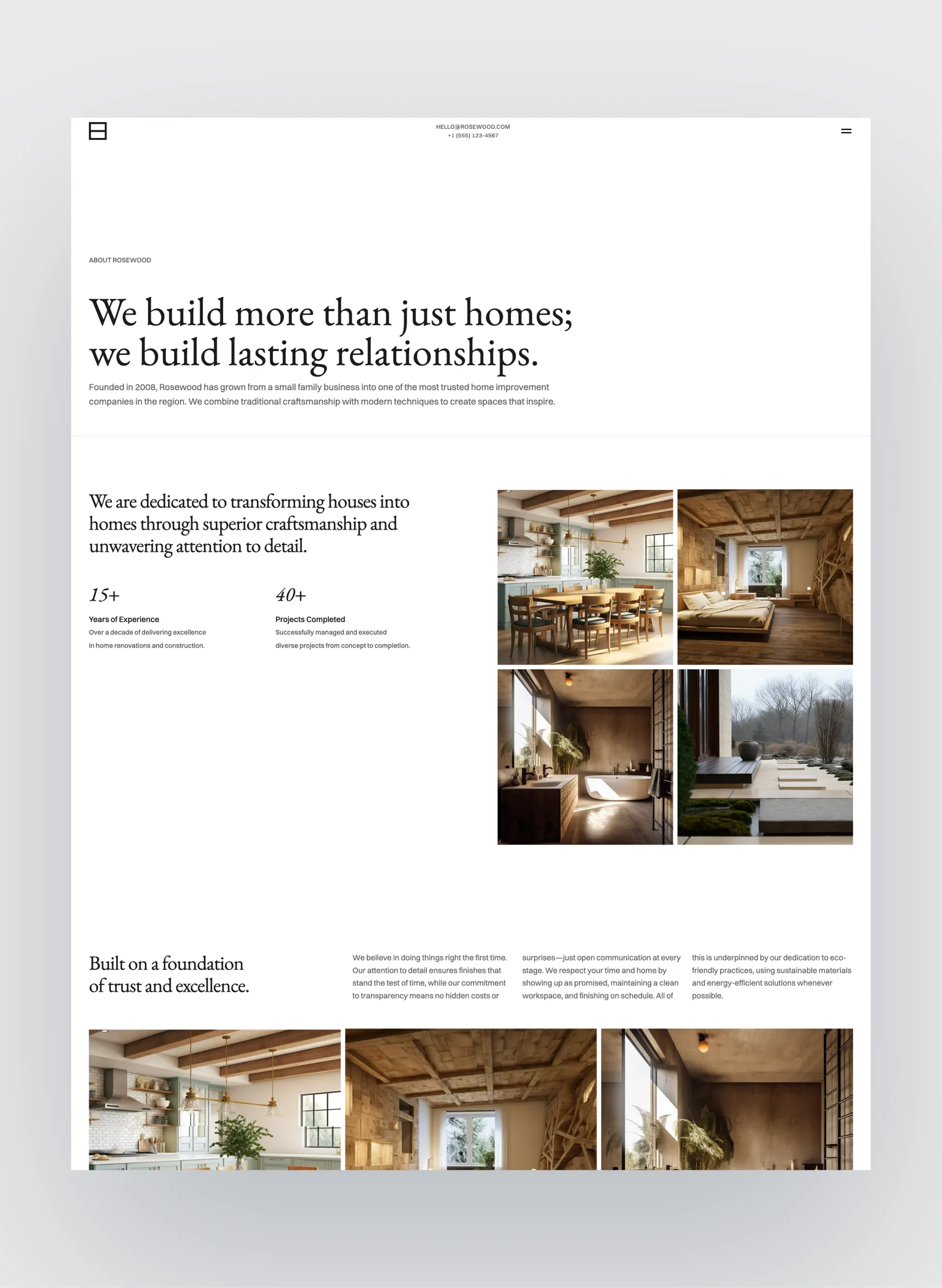 Rosewood customer testimonials and review section