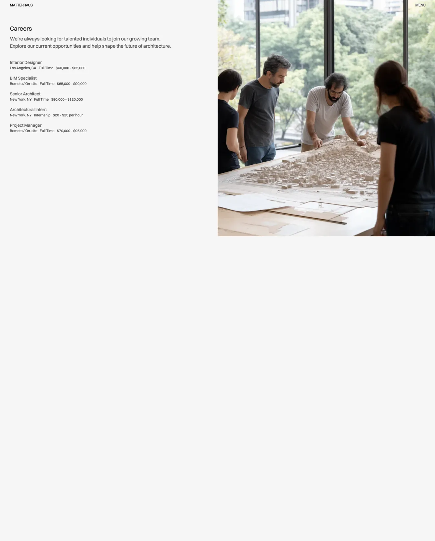 Matterhaus careers and job listing page