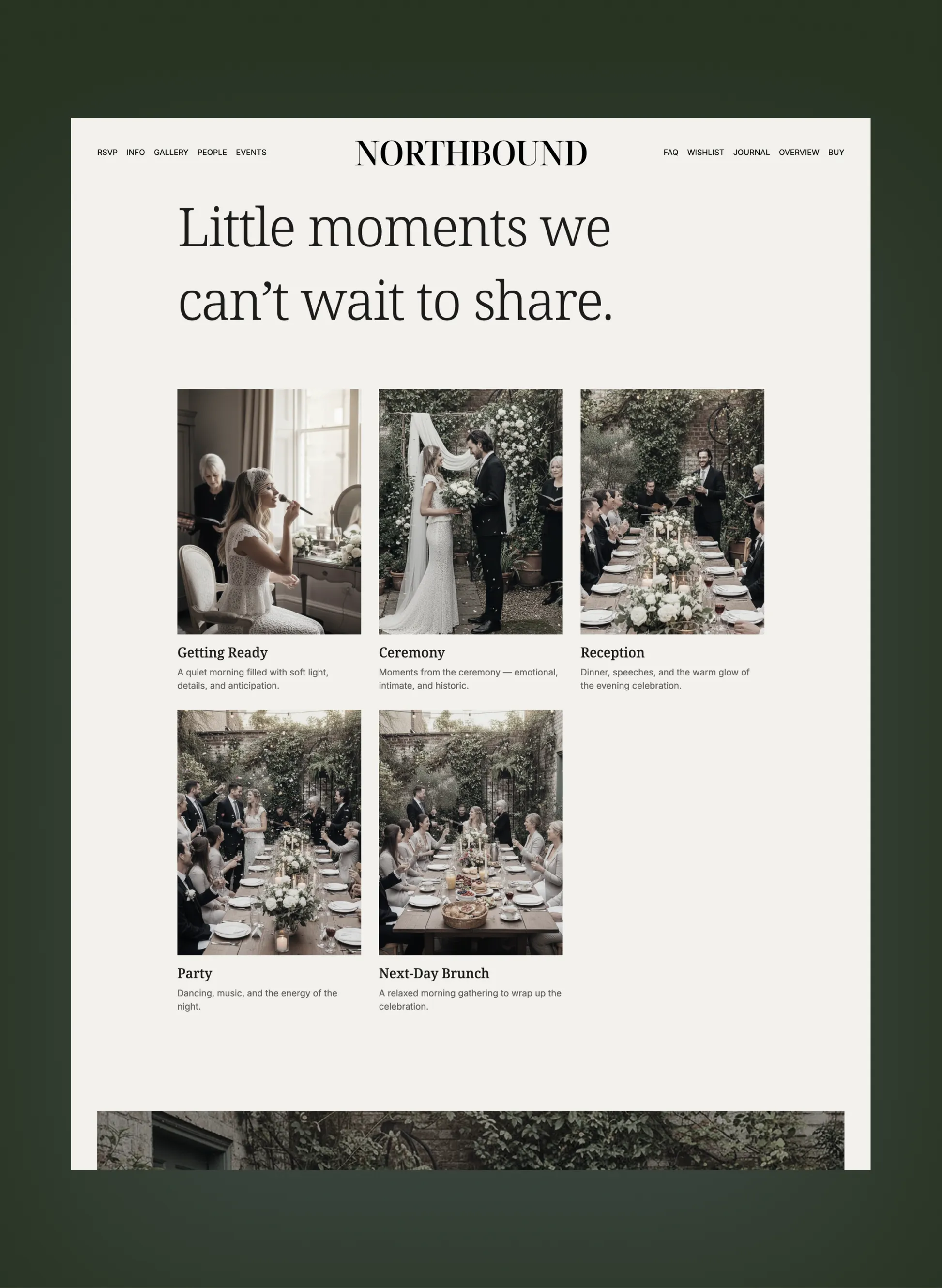 Northbound RSVP and details section