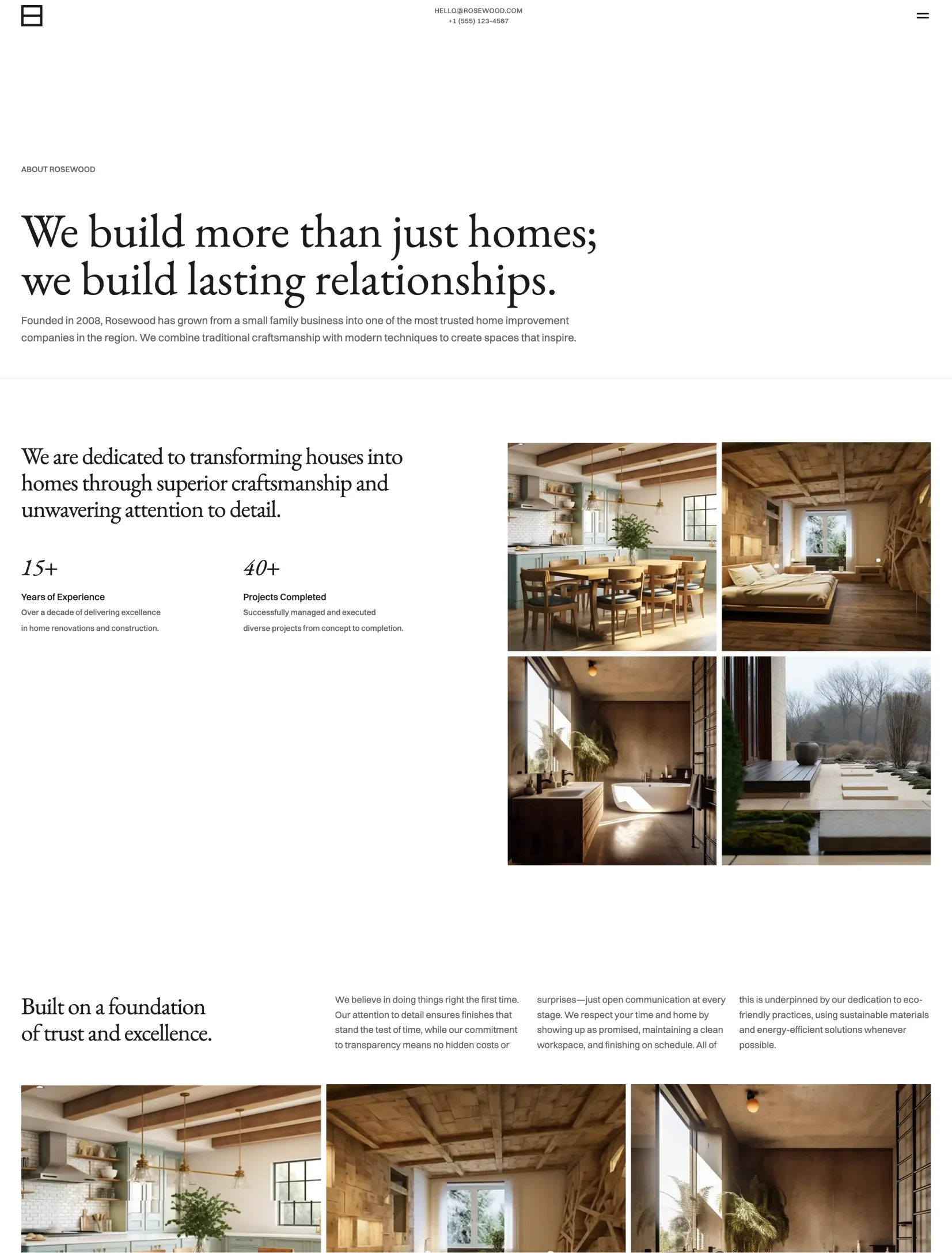 Rosewood customer testimonials and review section