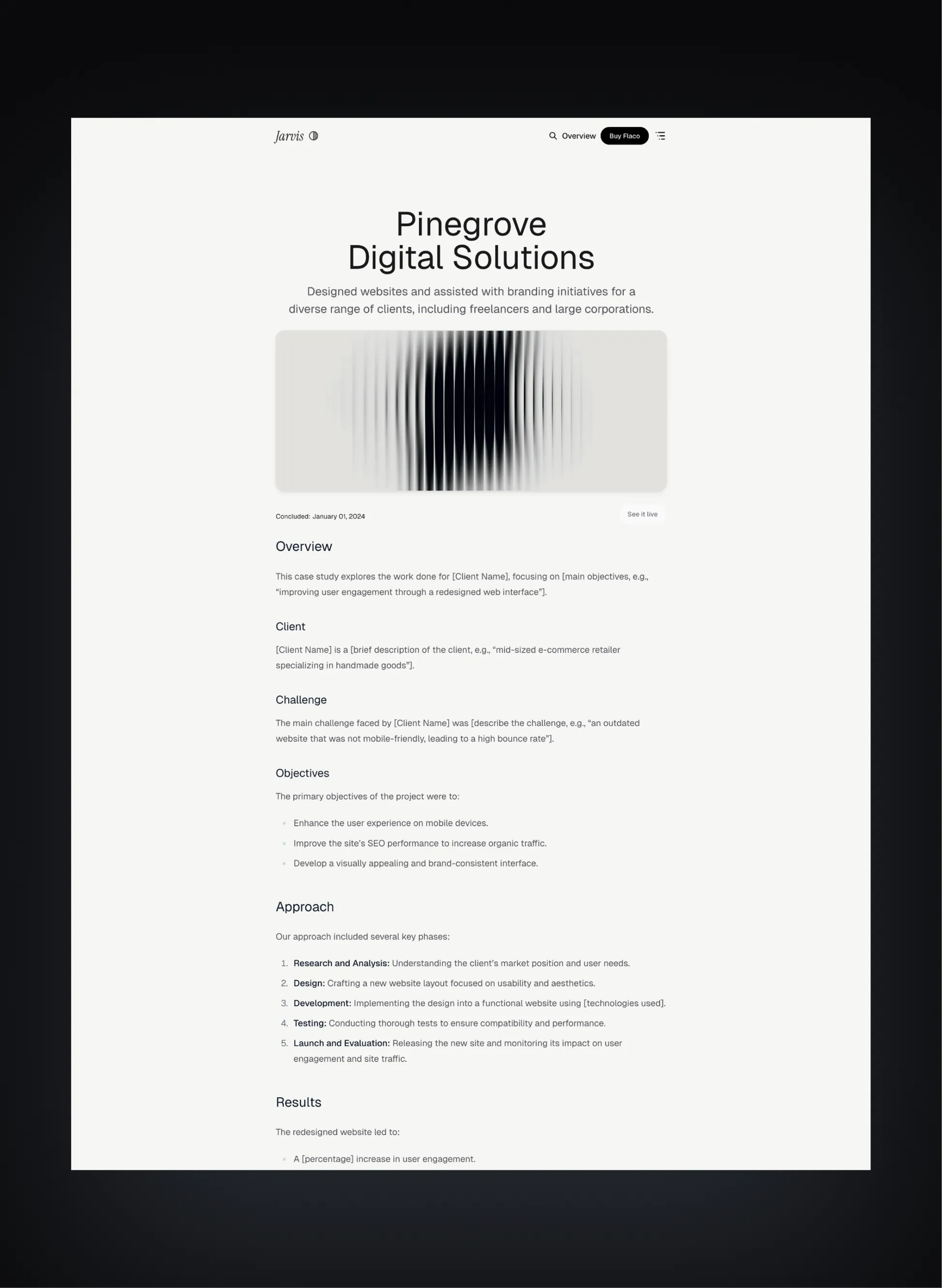 Flaco projects page layout