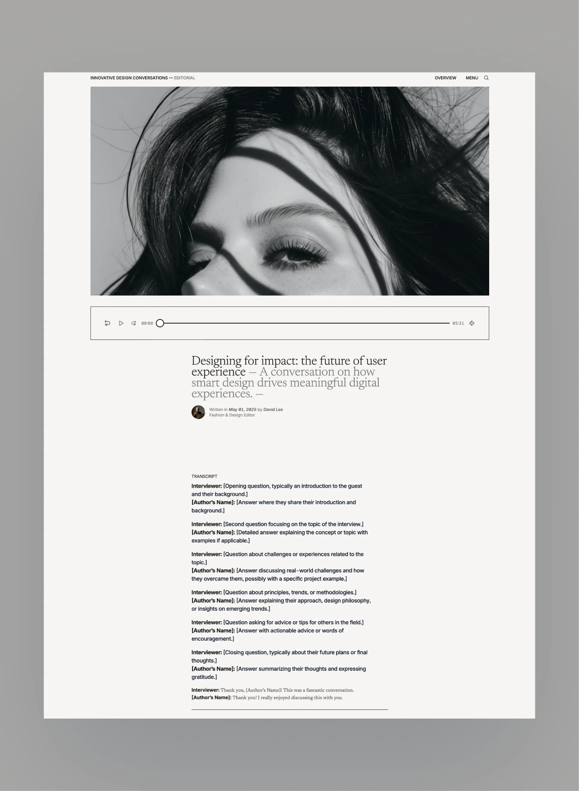 Hemingway author page layout