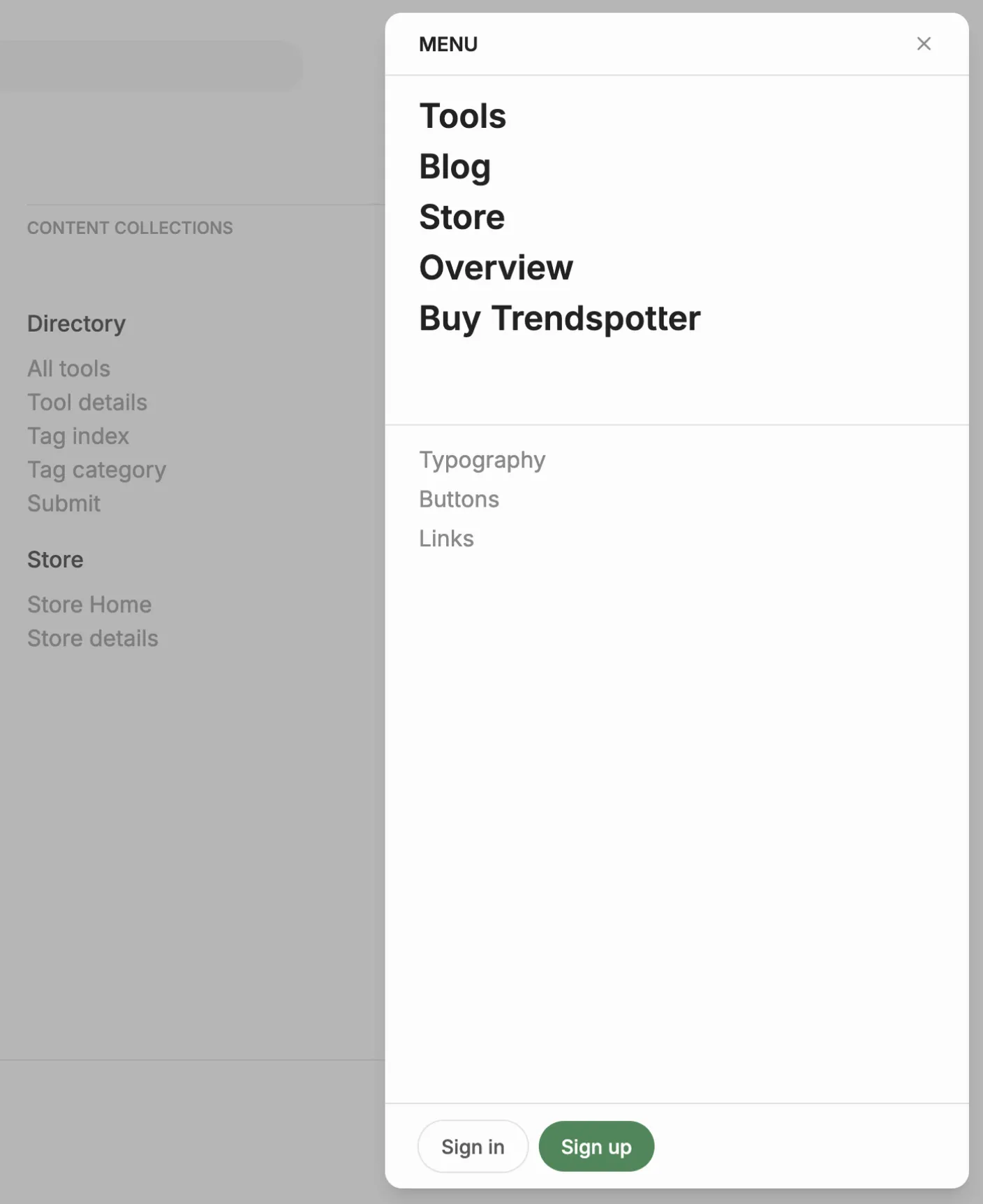 Trendspotter page preview