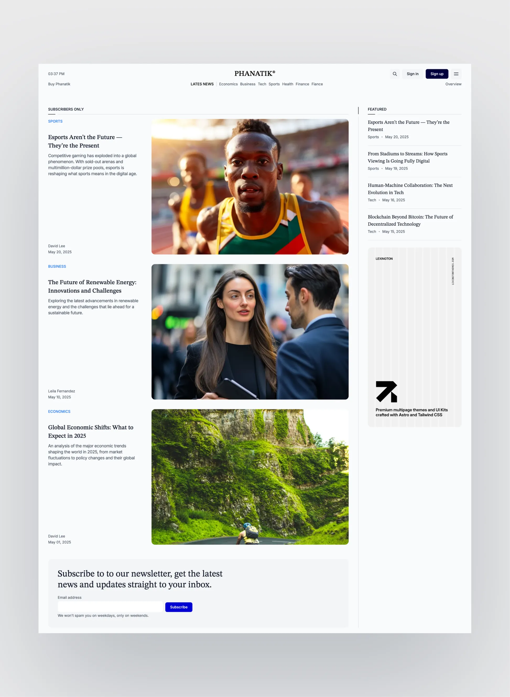Phanatik author profile layout