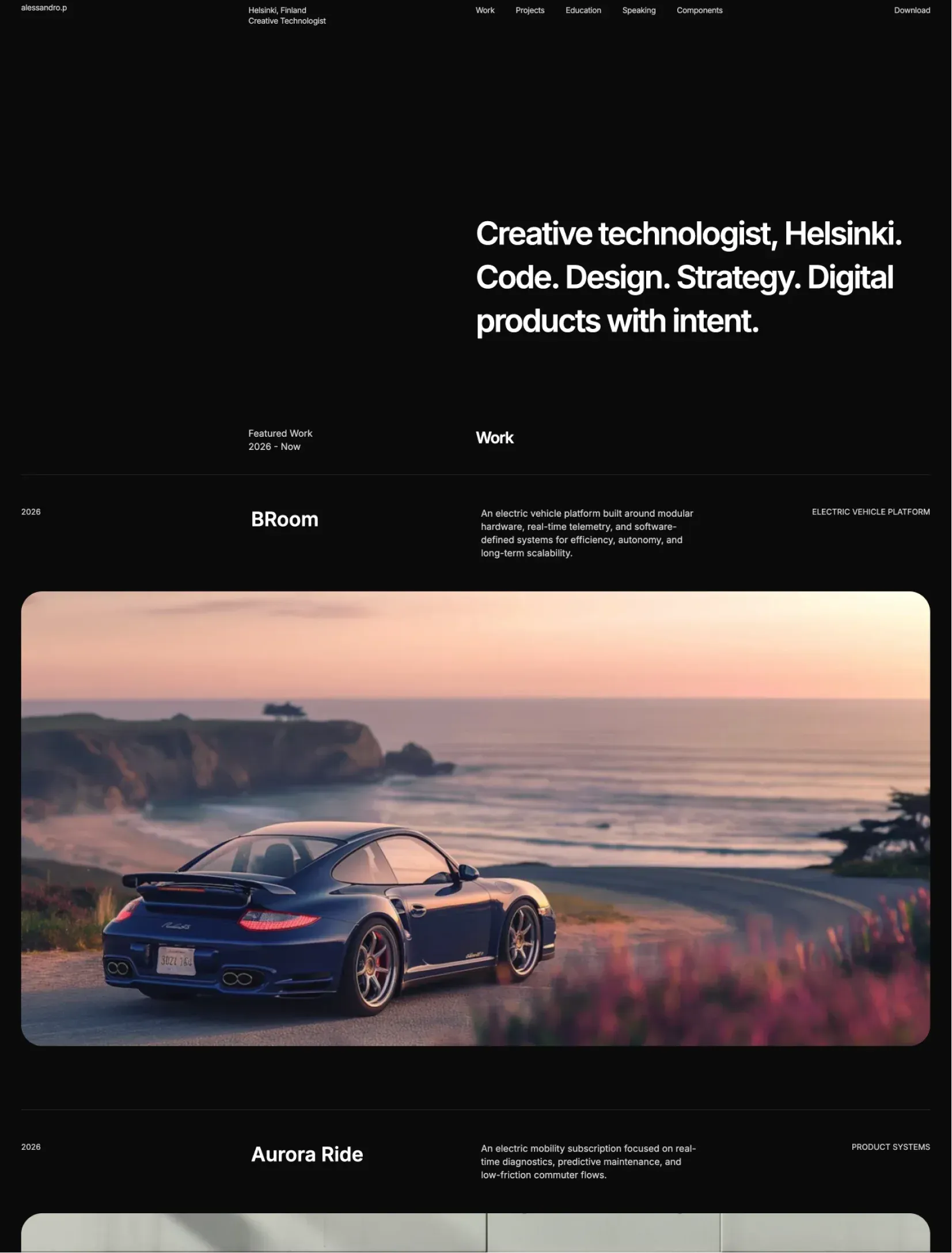 Prima Persona homepage layout