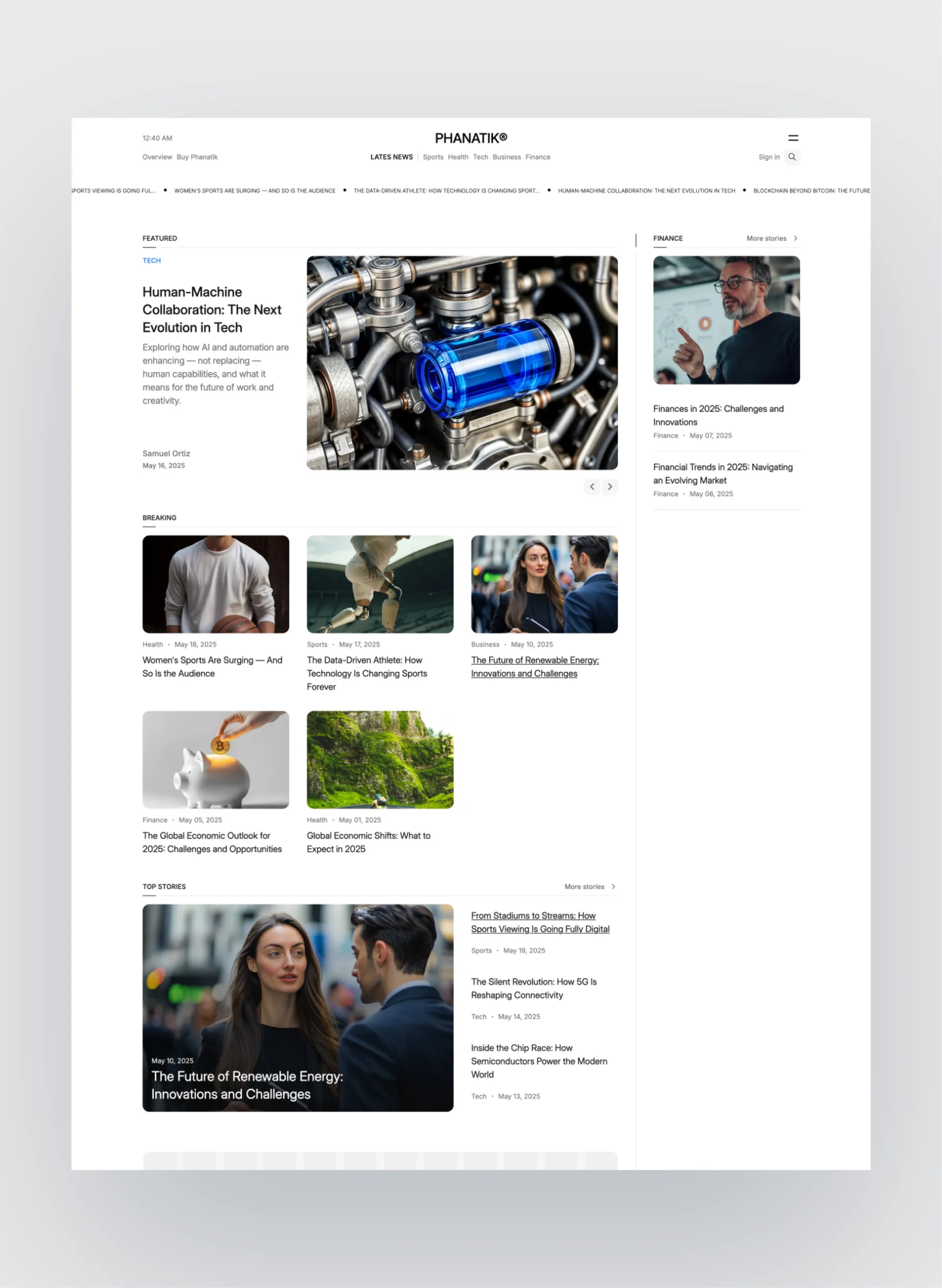 Phanatik author profile layout