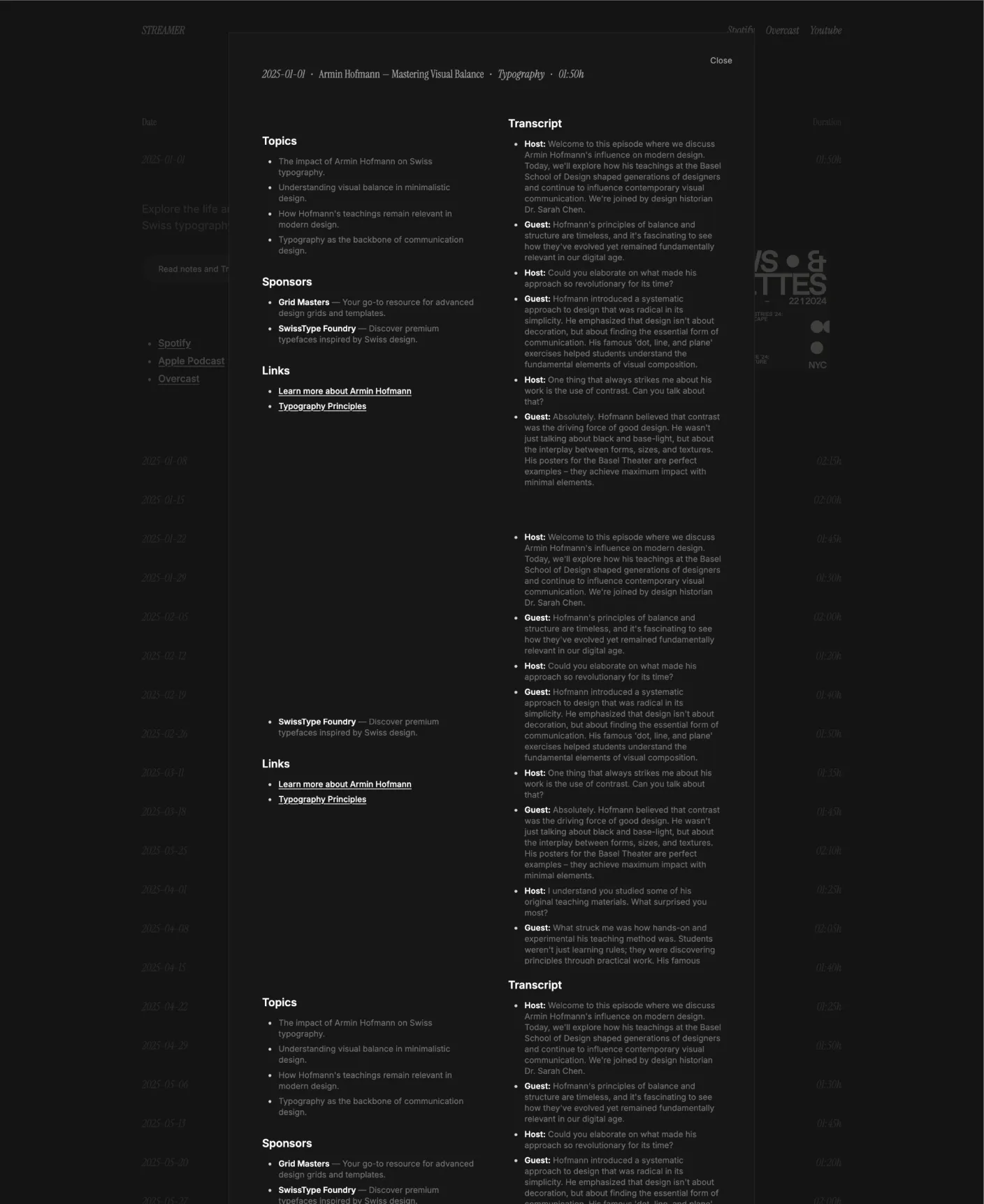 Streamer page preview