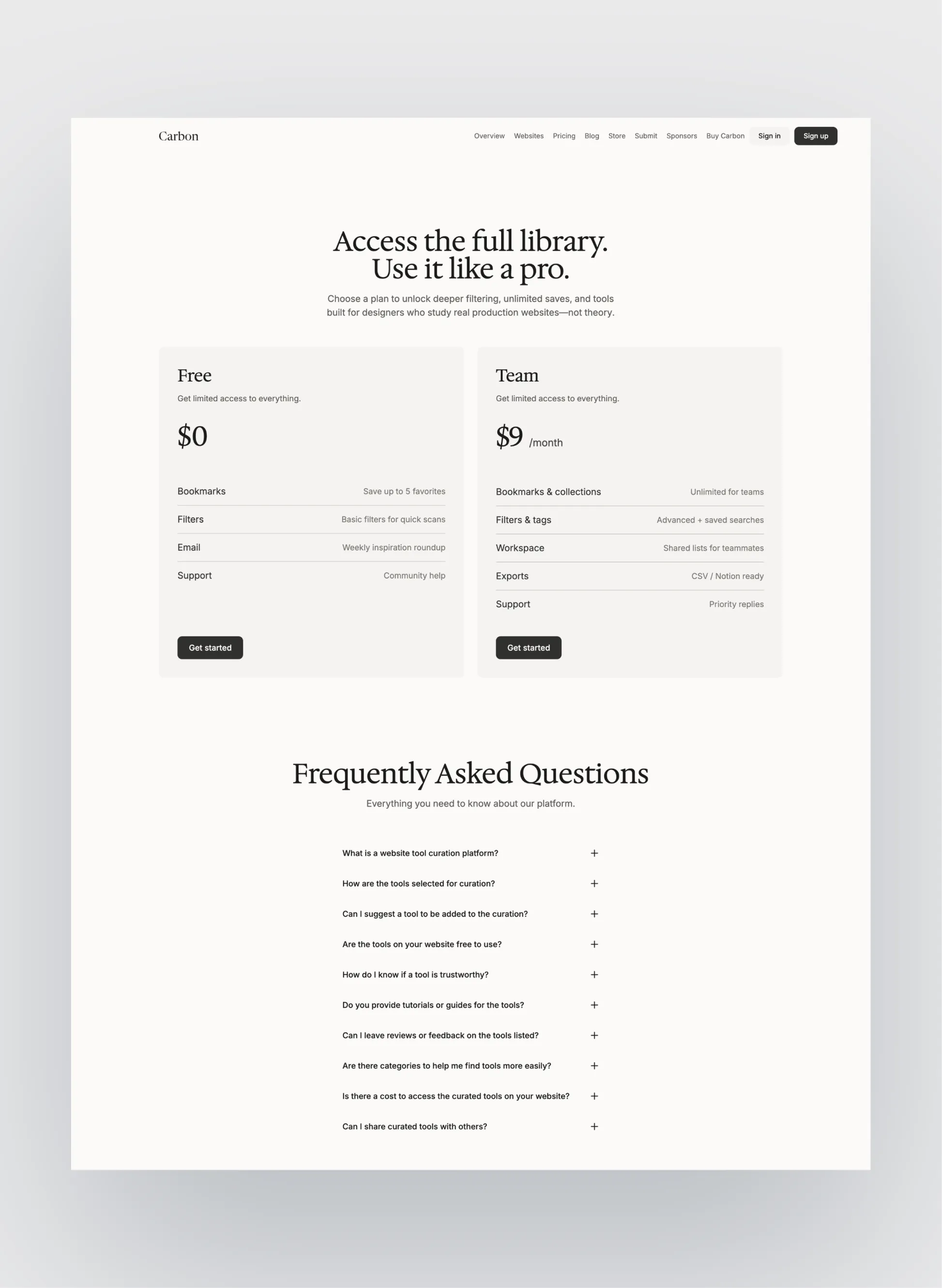 Carbon profile management layout