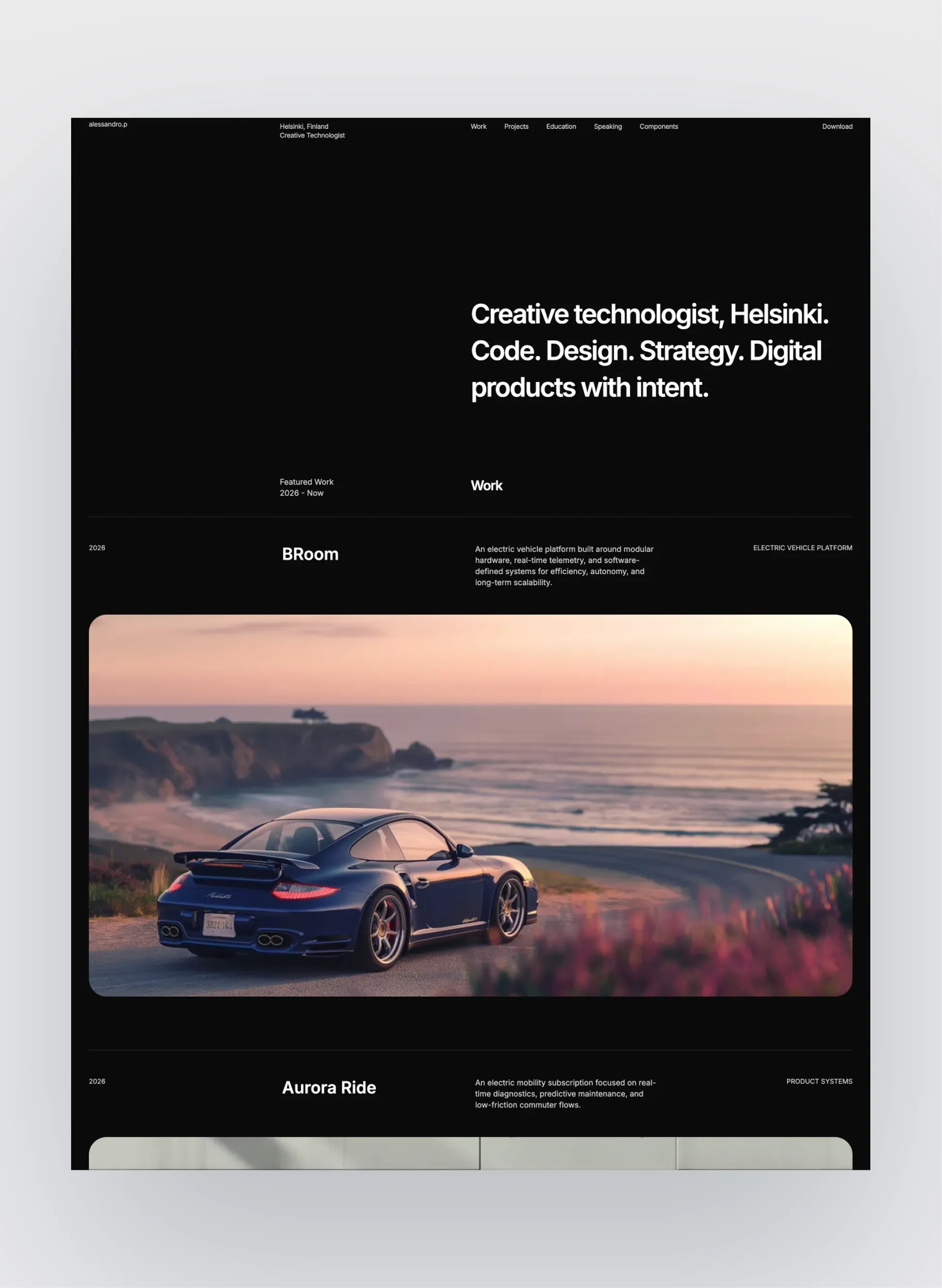 Prima Persona homepage layout