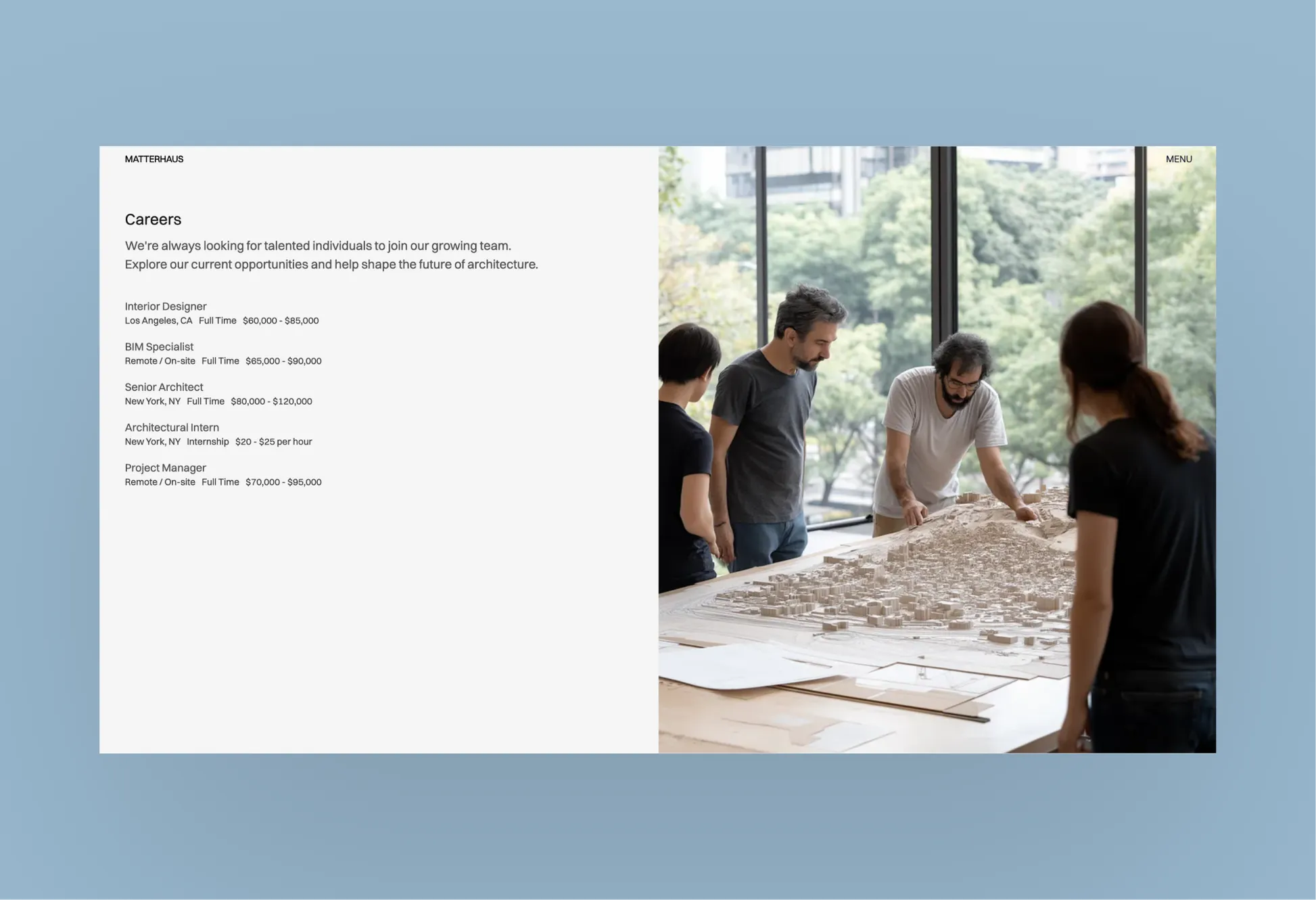 Matterhaus careers and job listing page