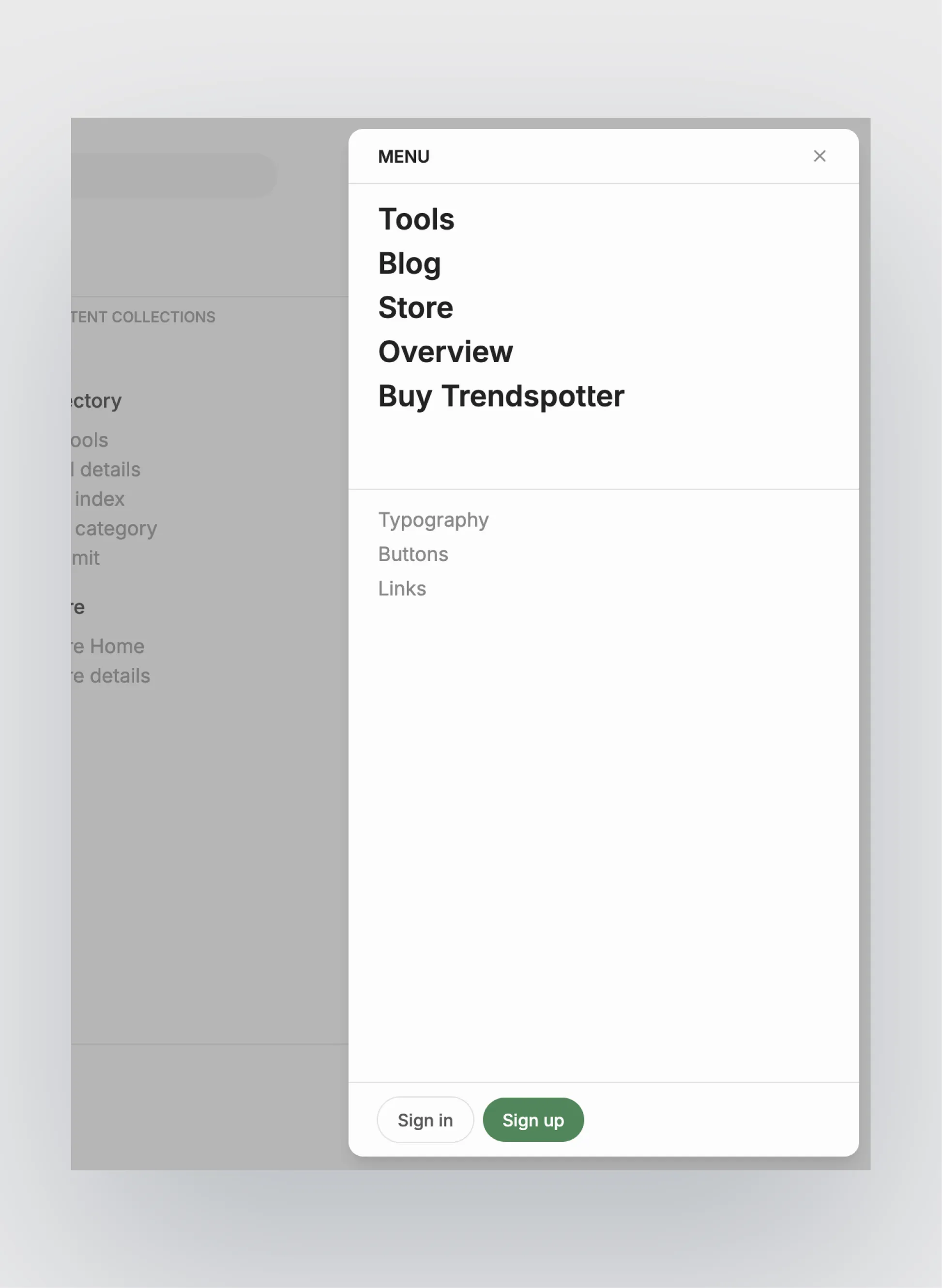 Trendspotter curated listings layout