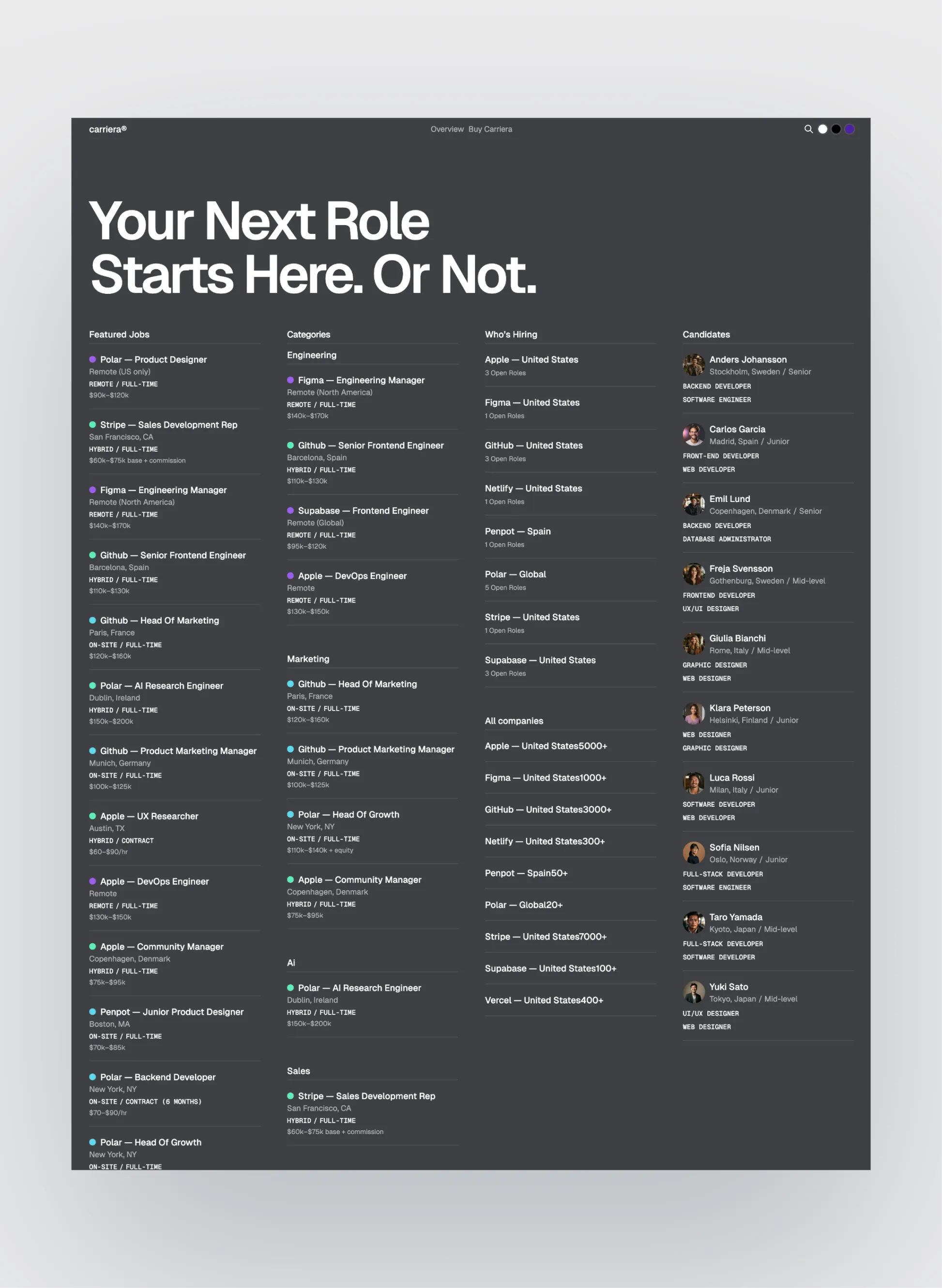 Carriera company profile layout