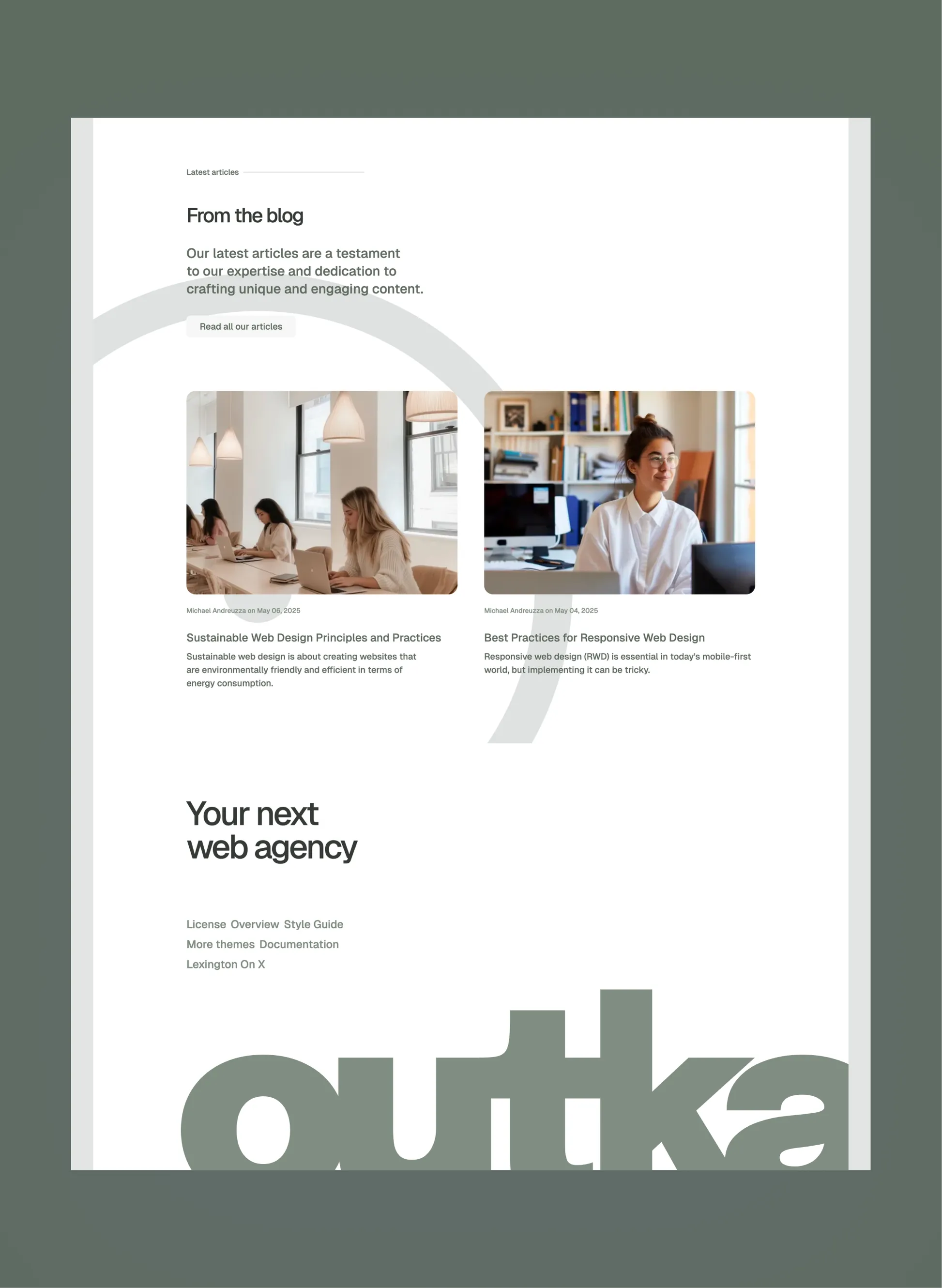 Outkast work portfolio layout