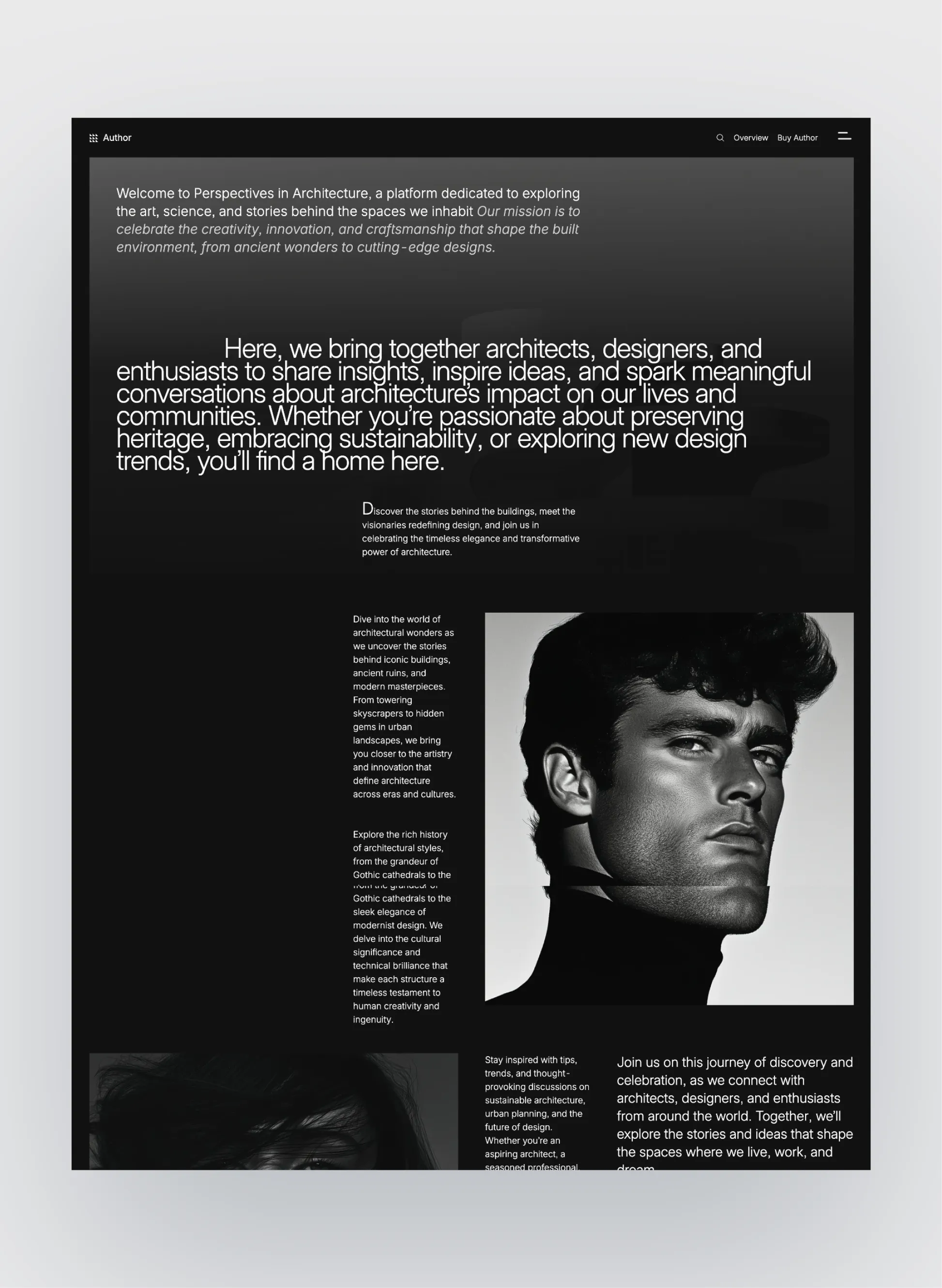 Author contact page layout