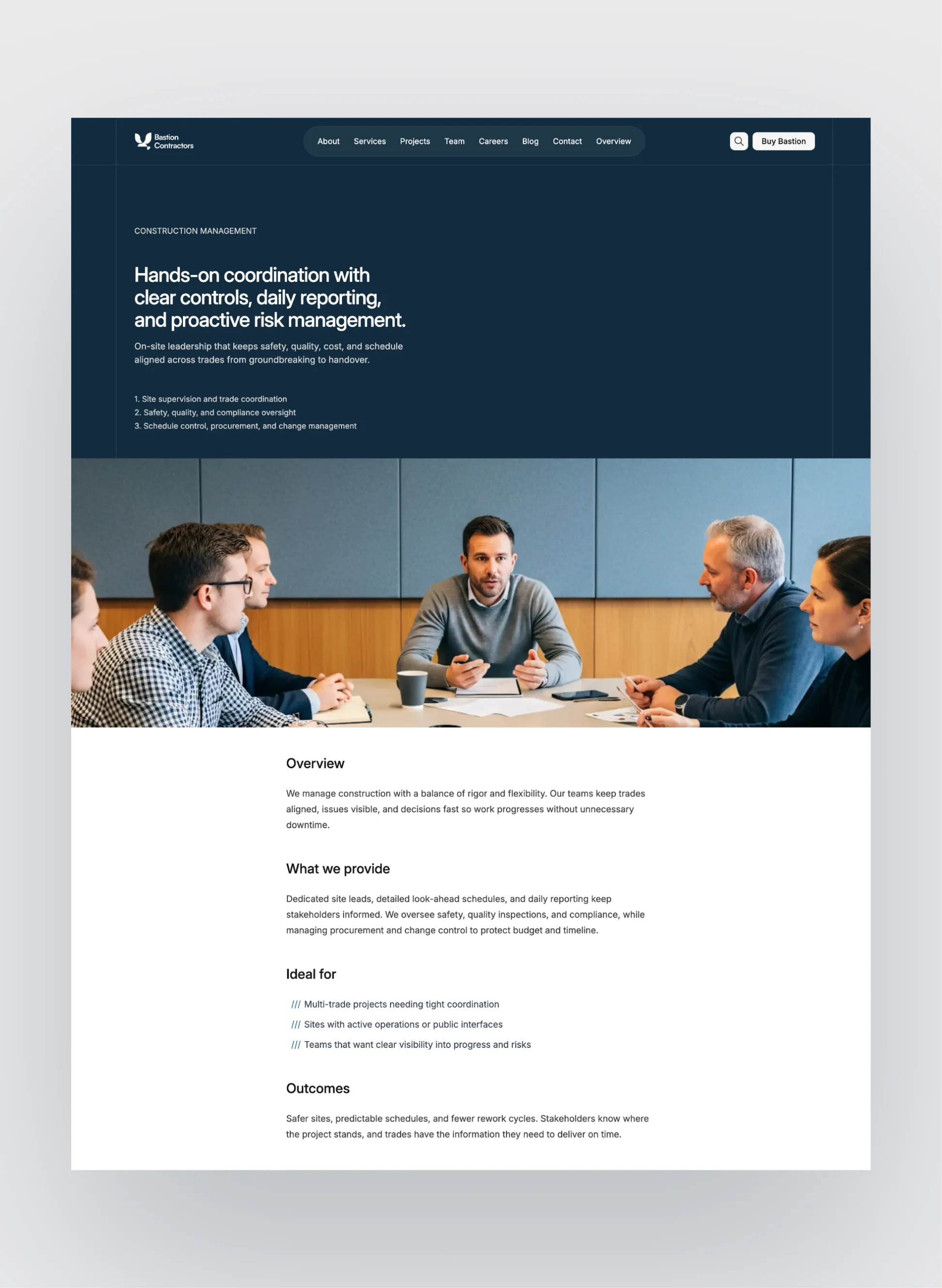 Bastion construction about page