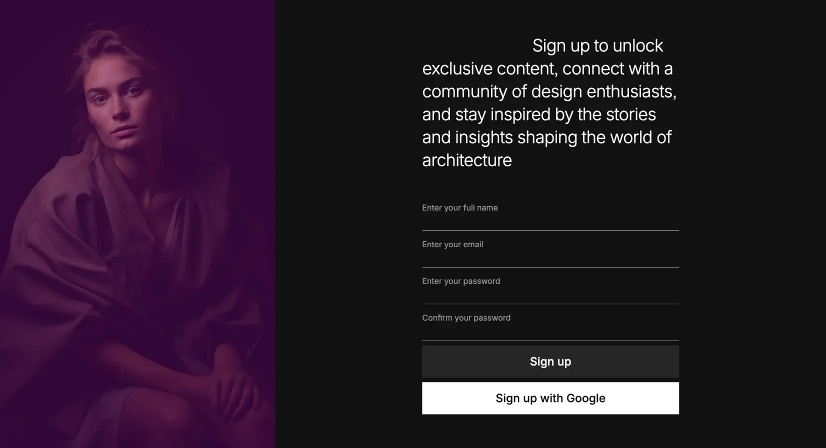 Author contact page layout