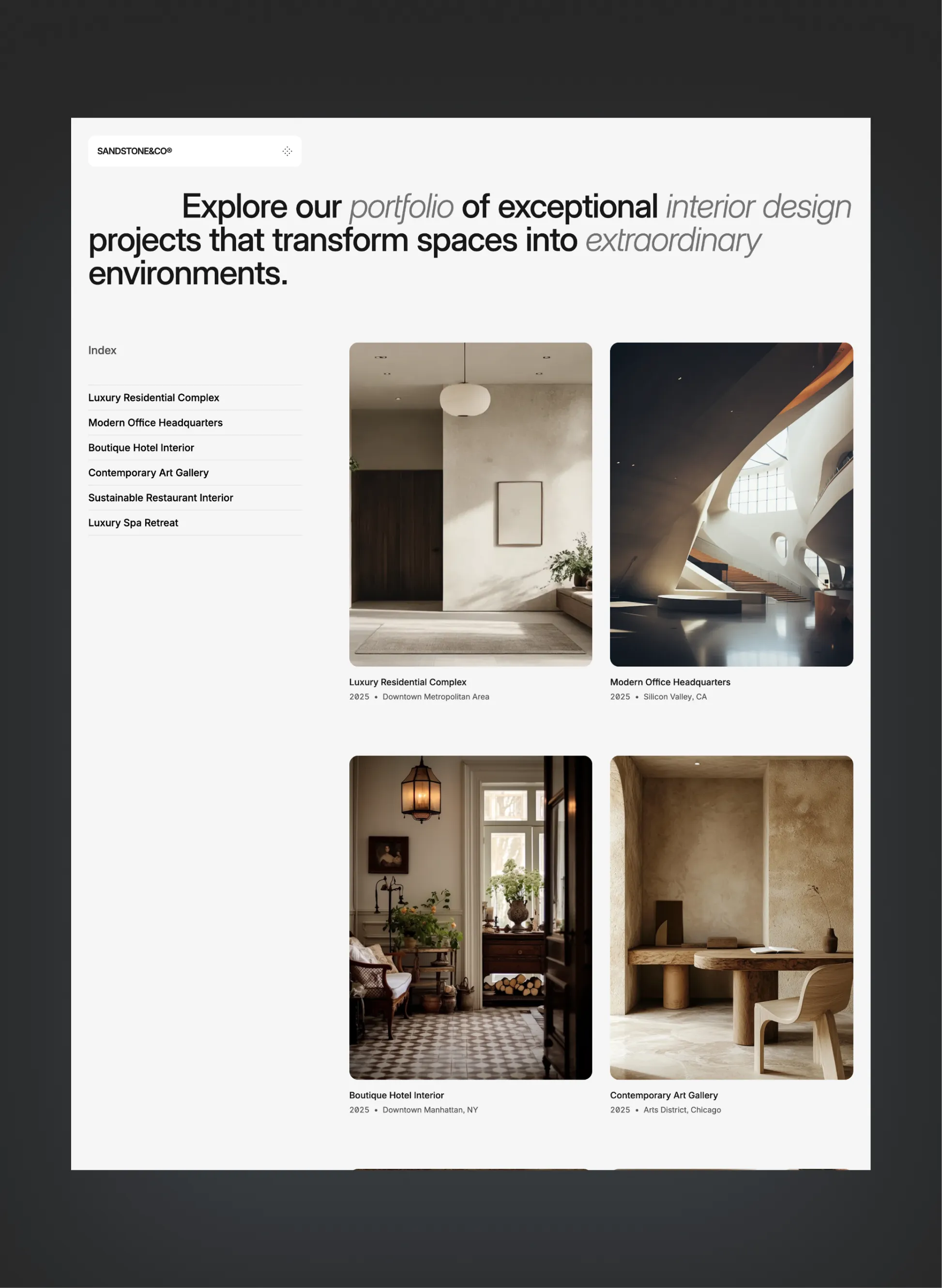 Sandstone studio about page