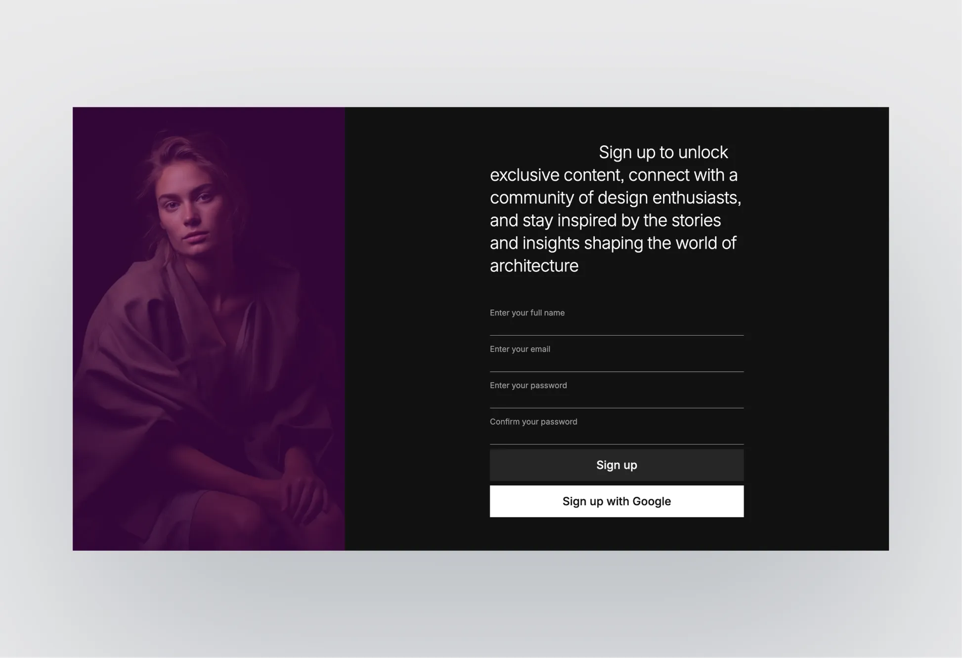 Author contact page layout