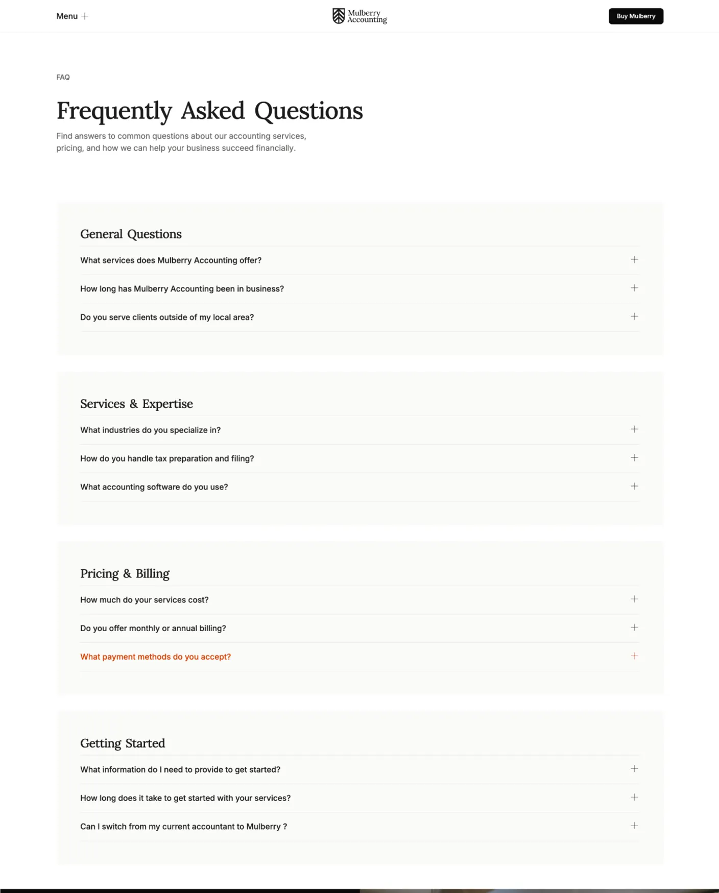 mulberry legal services help center and documentation layout