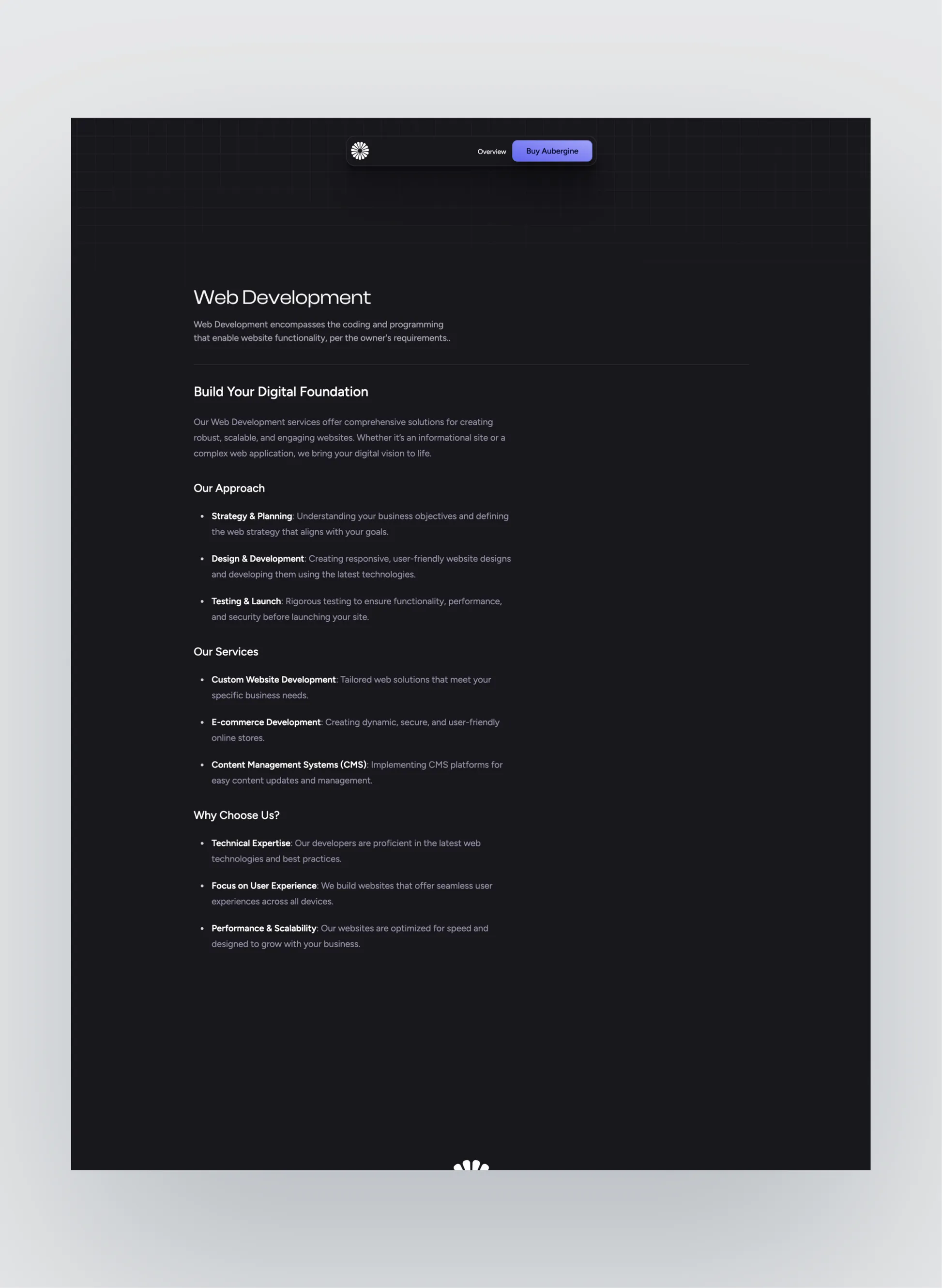 Aubergine blog page layout