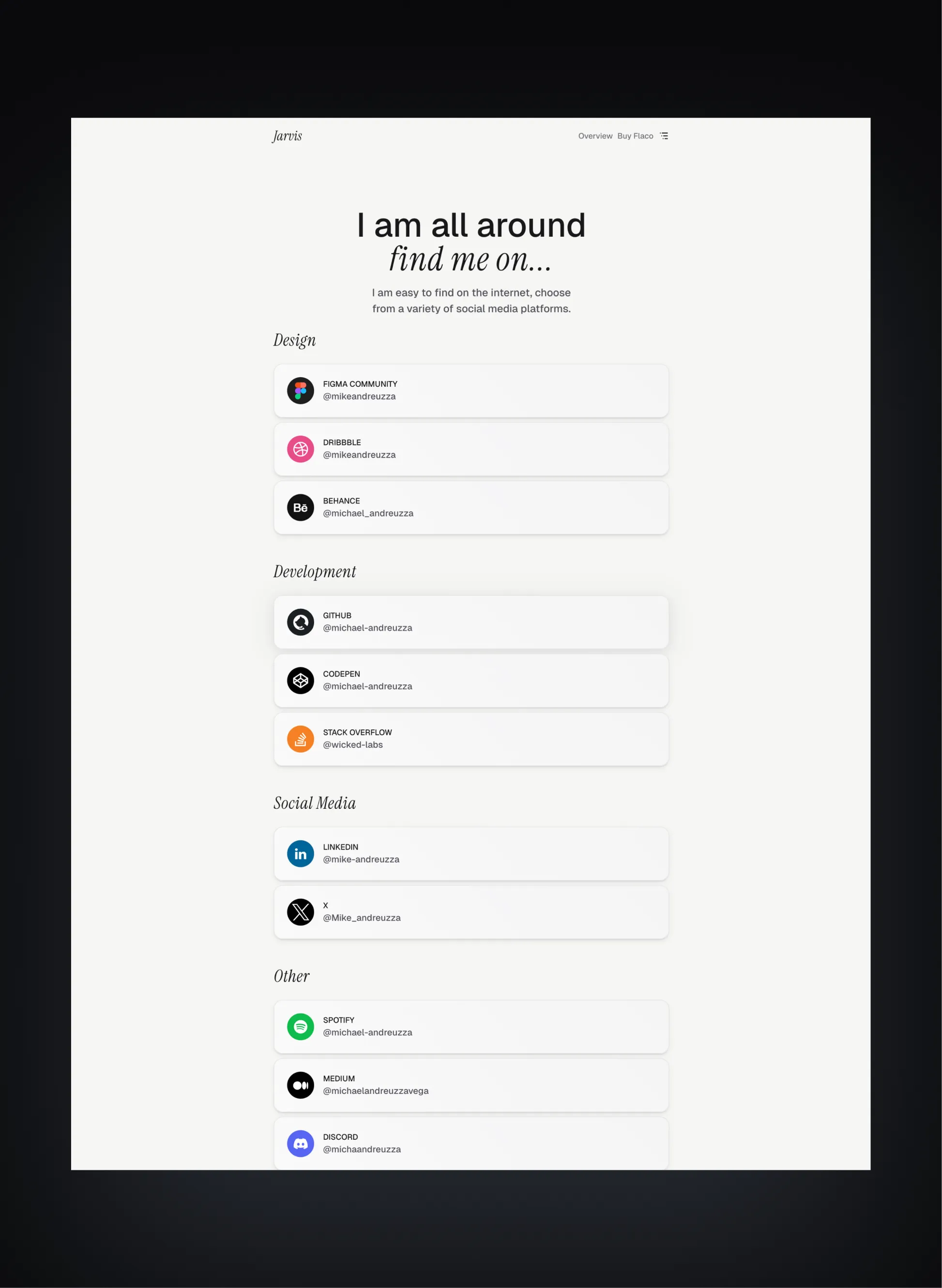 Flaco stack page layout