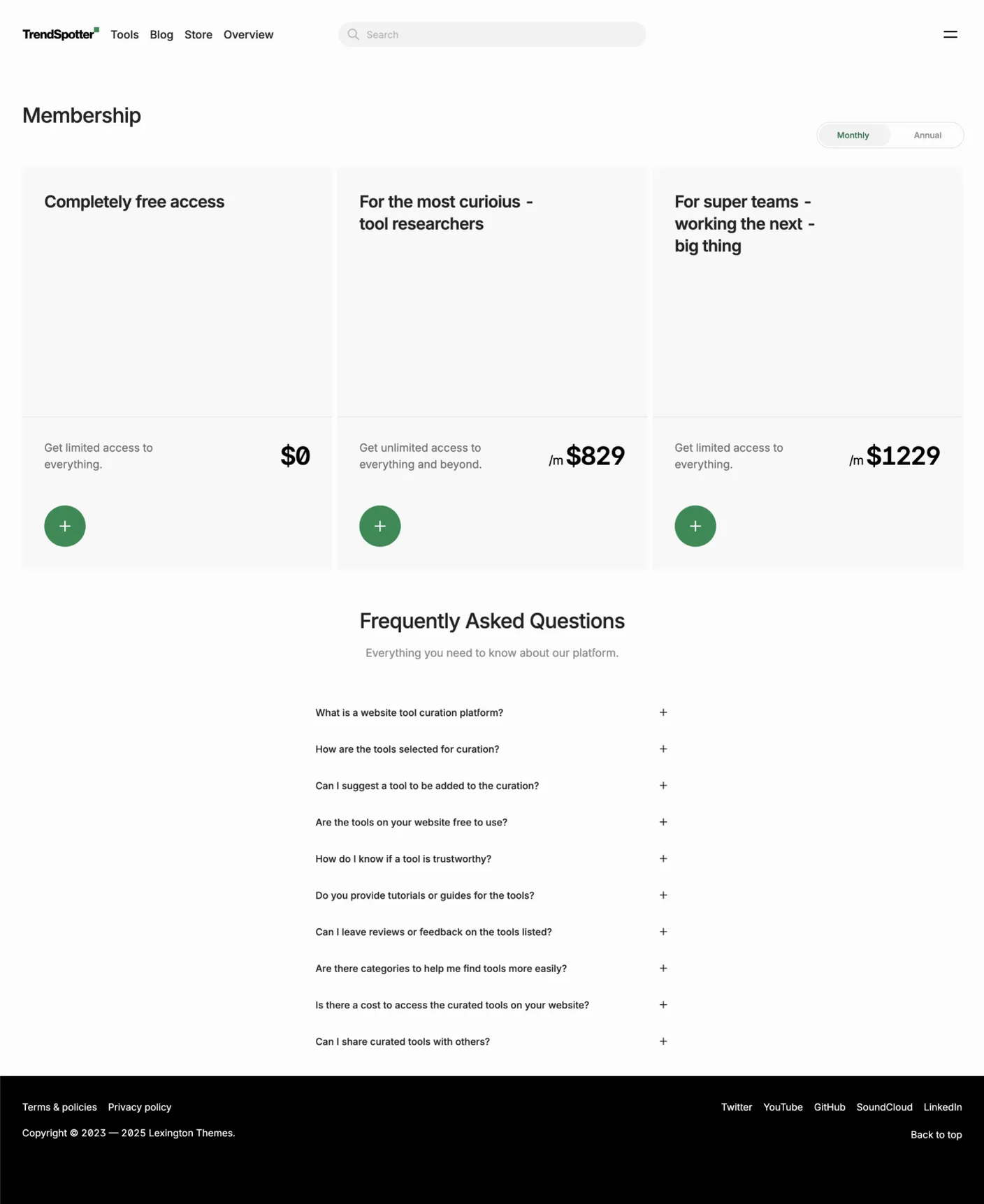 Trendspotter page preview