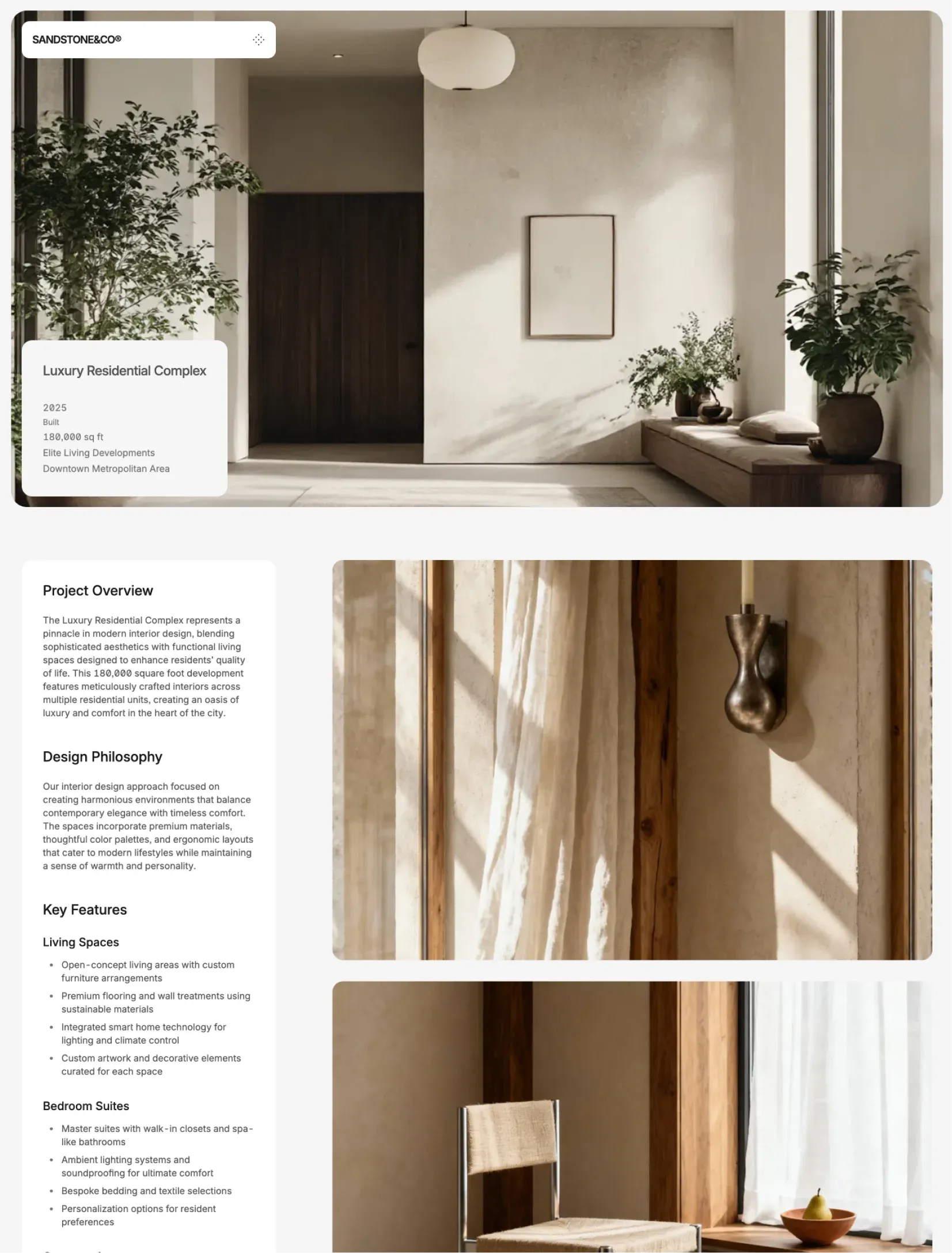 Sandstone services overview layout