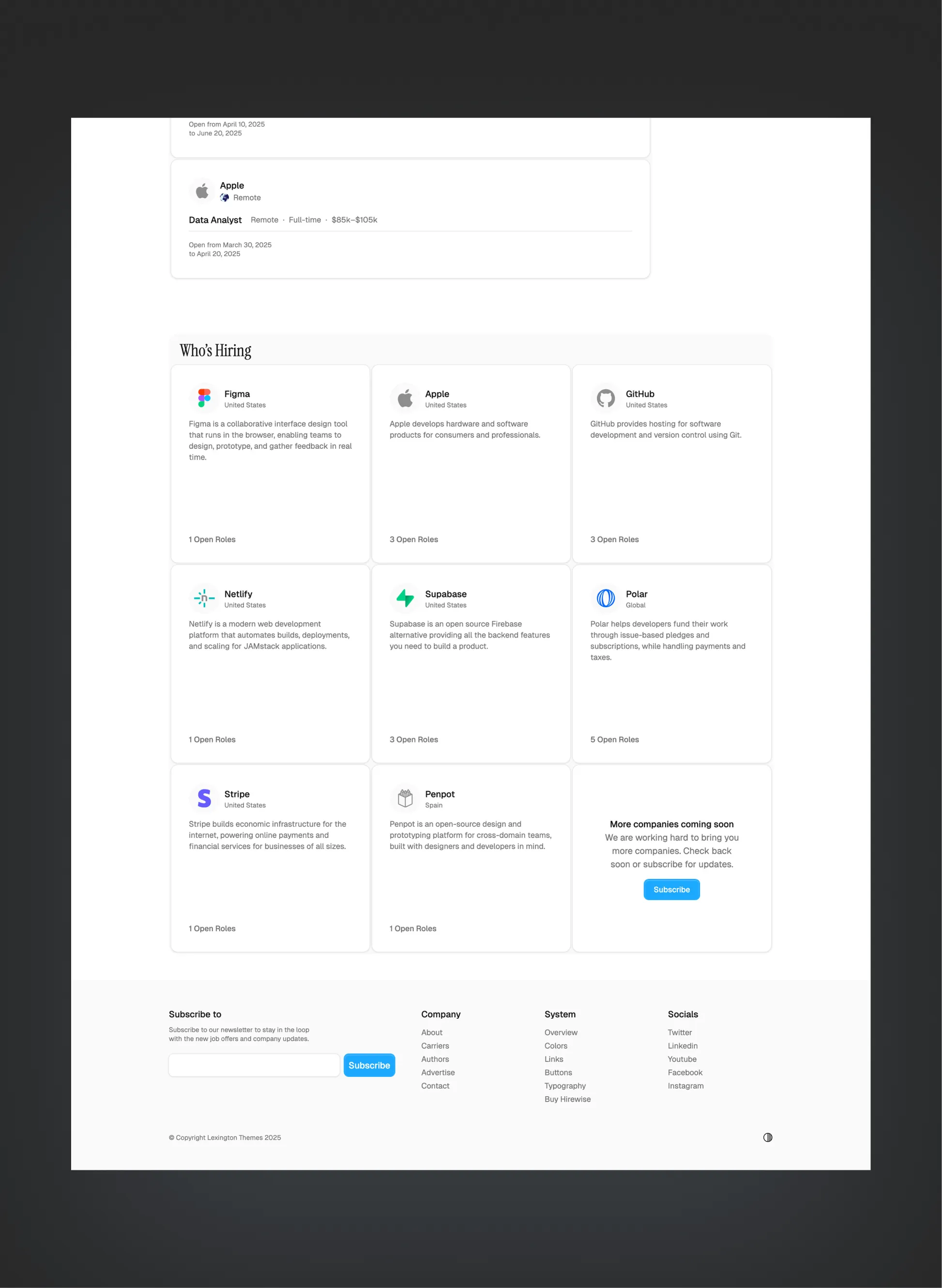 Hirewise submission flow layout