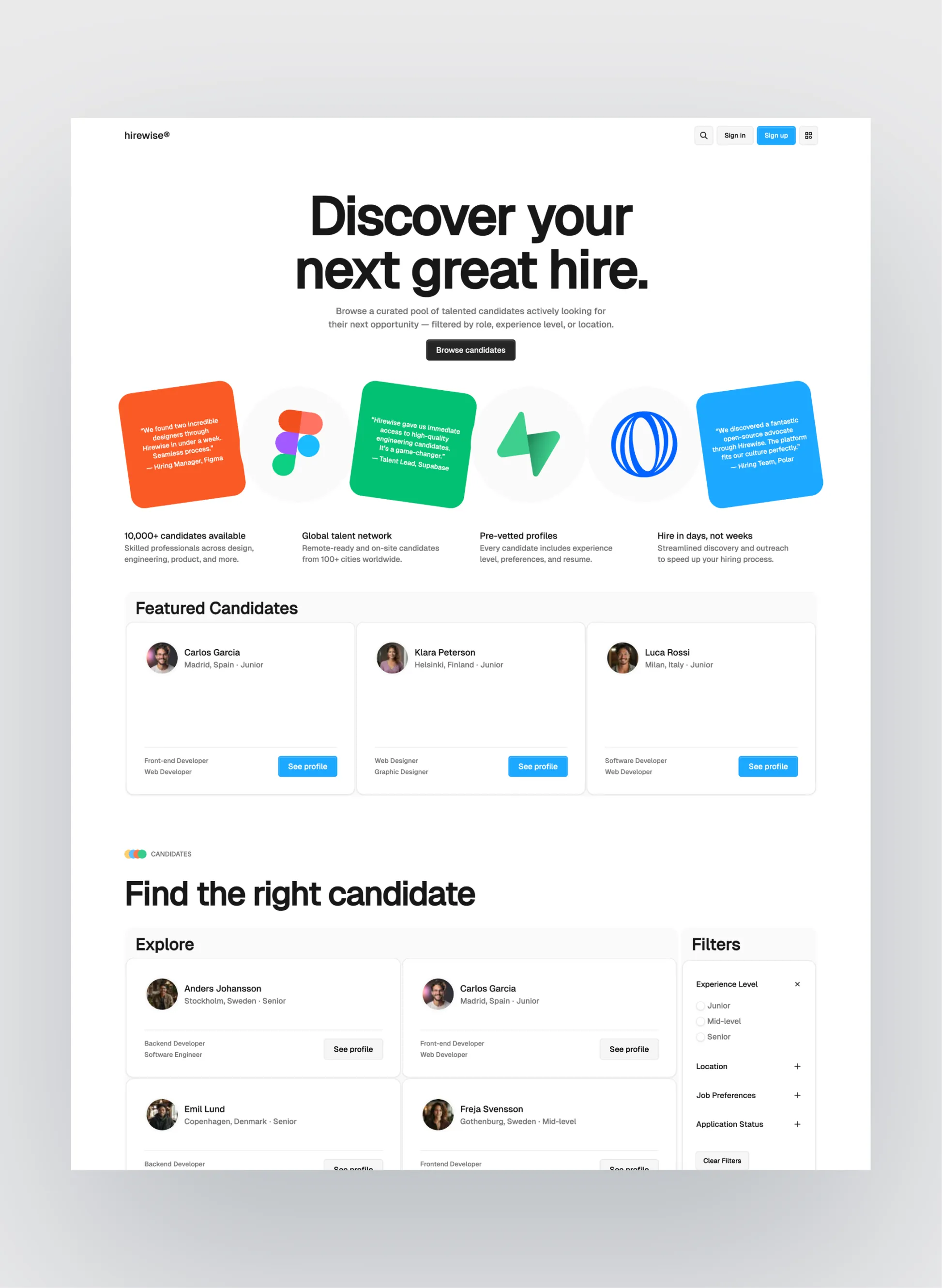 Hirewise submission flow layout