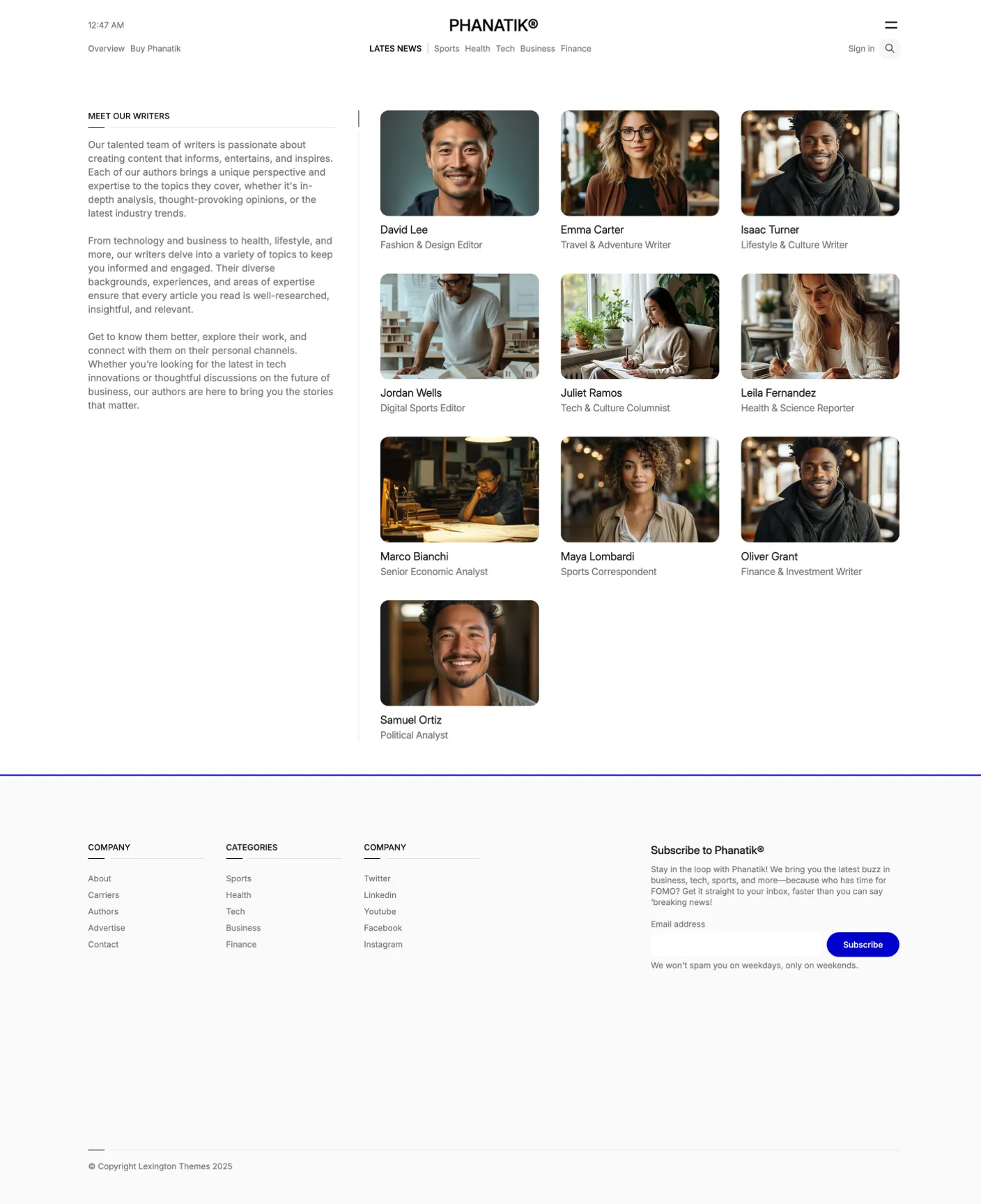 Phanatik page preview