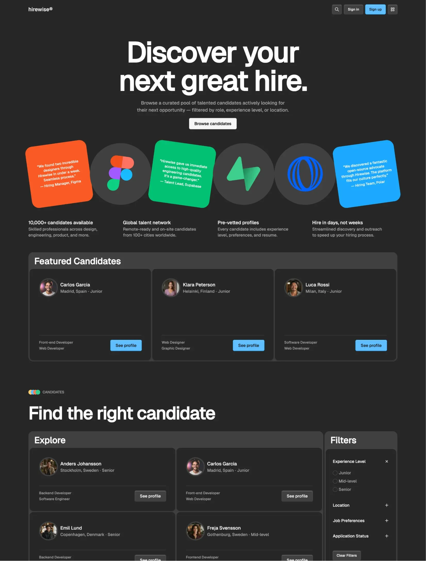 Hirewise submission flow layout