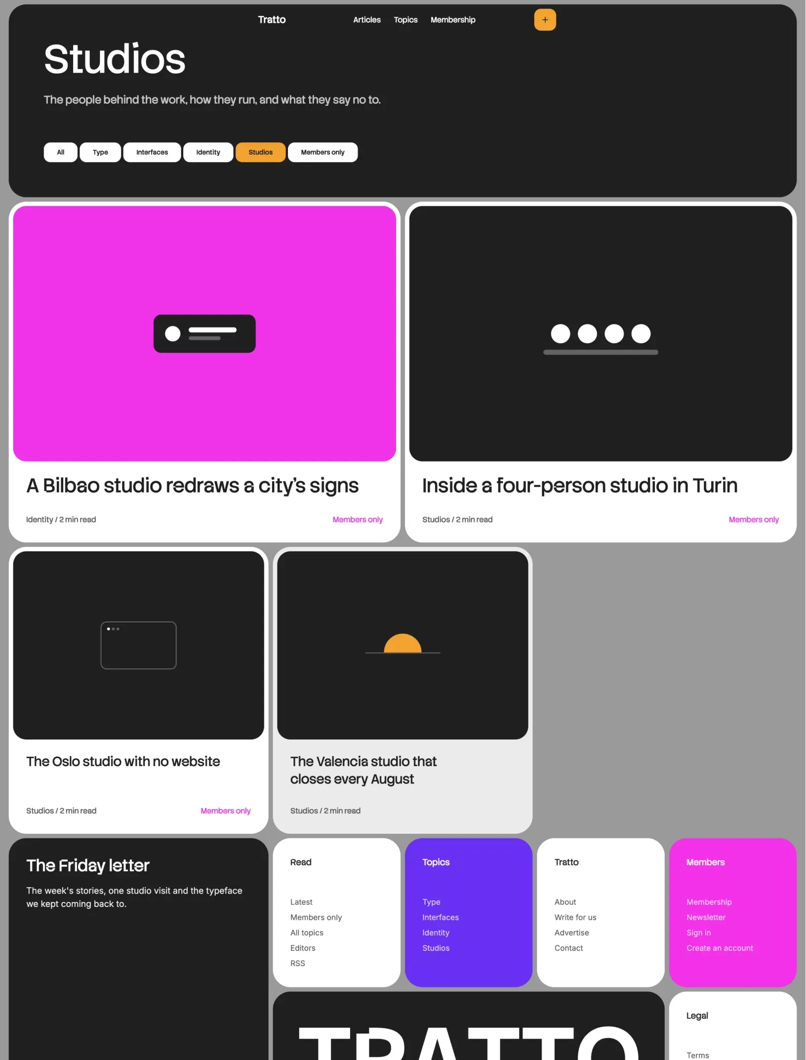 Snowpeak Studios topic page with the active filter and its article cards