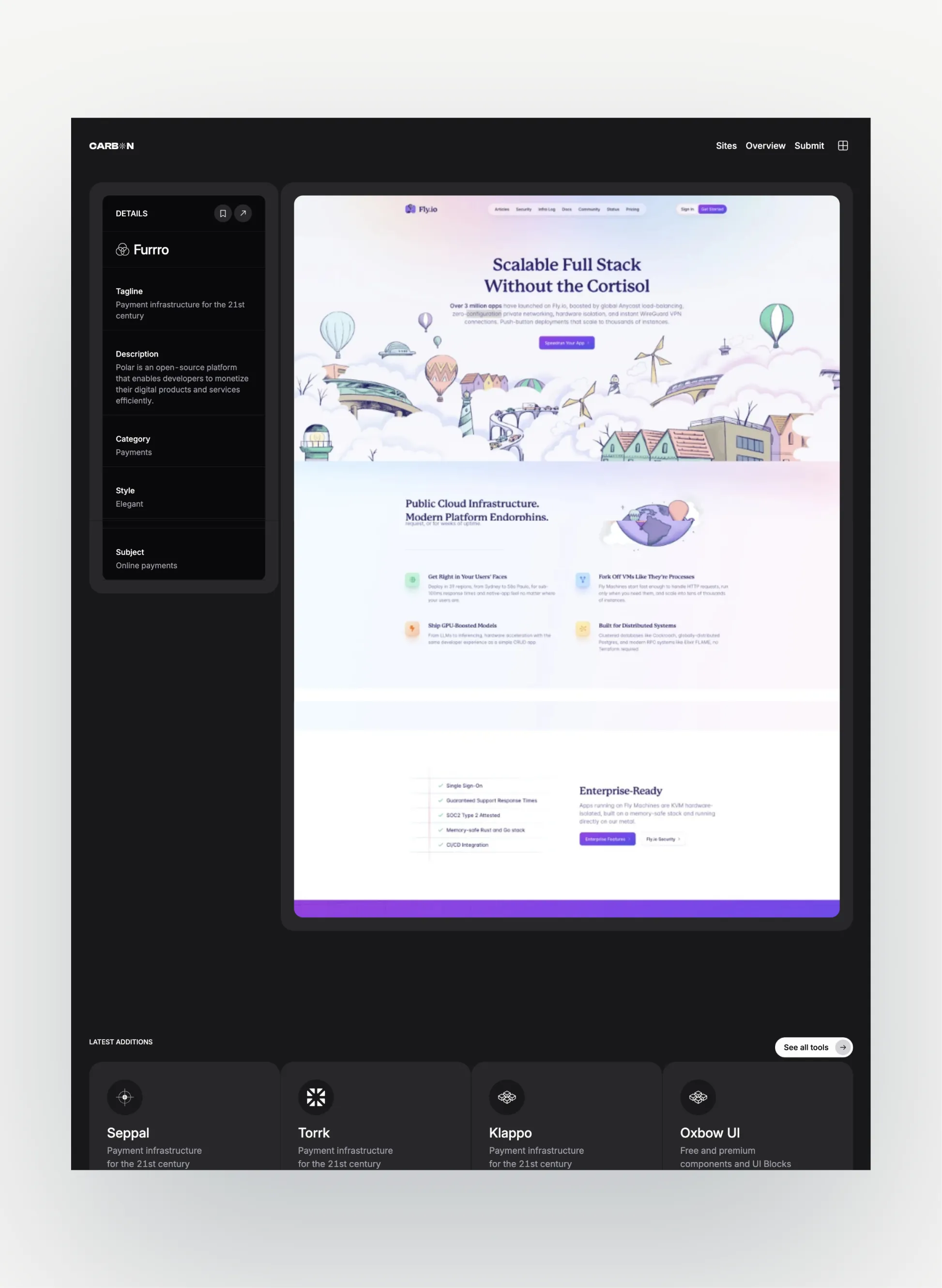 Carbon submission modal interface