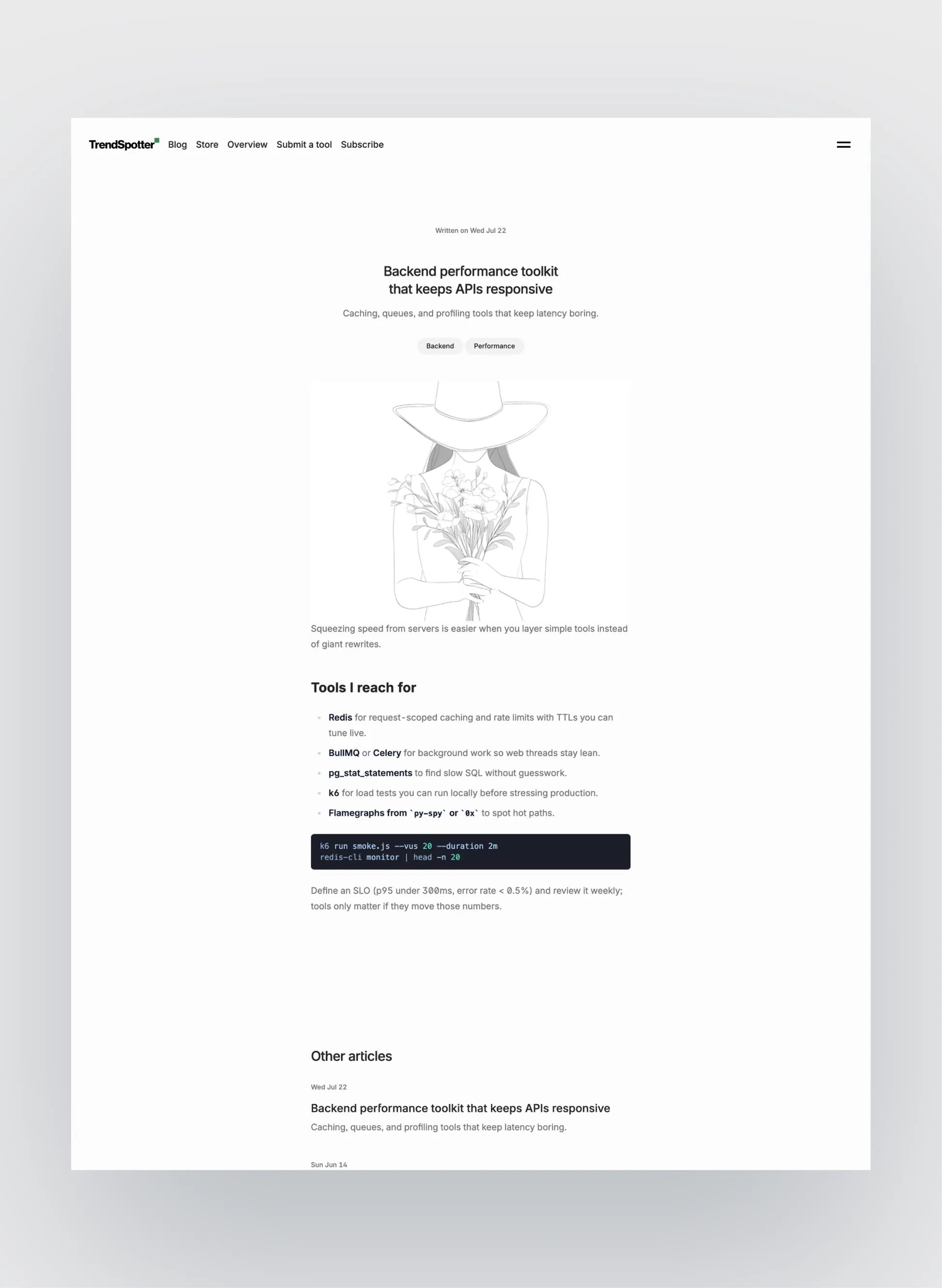 Trendspotter submission and advertising sections