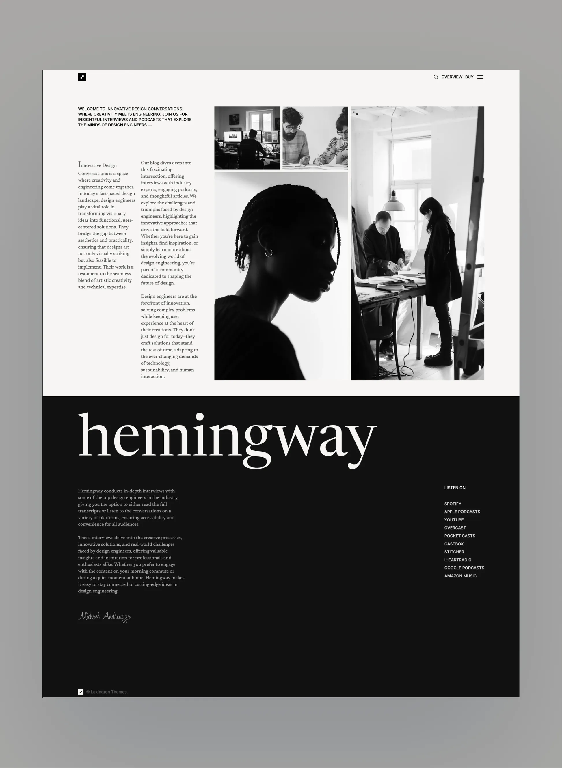 Hemingway contact page layout