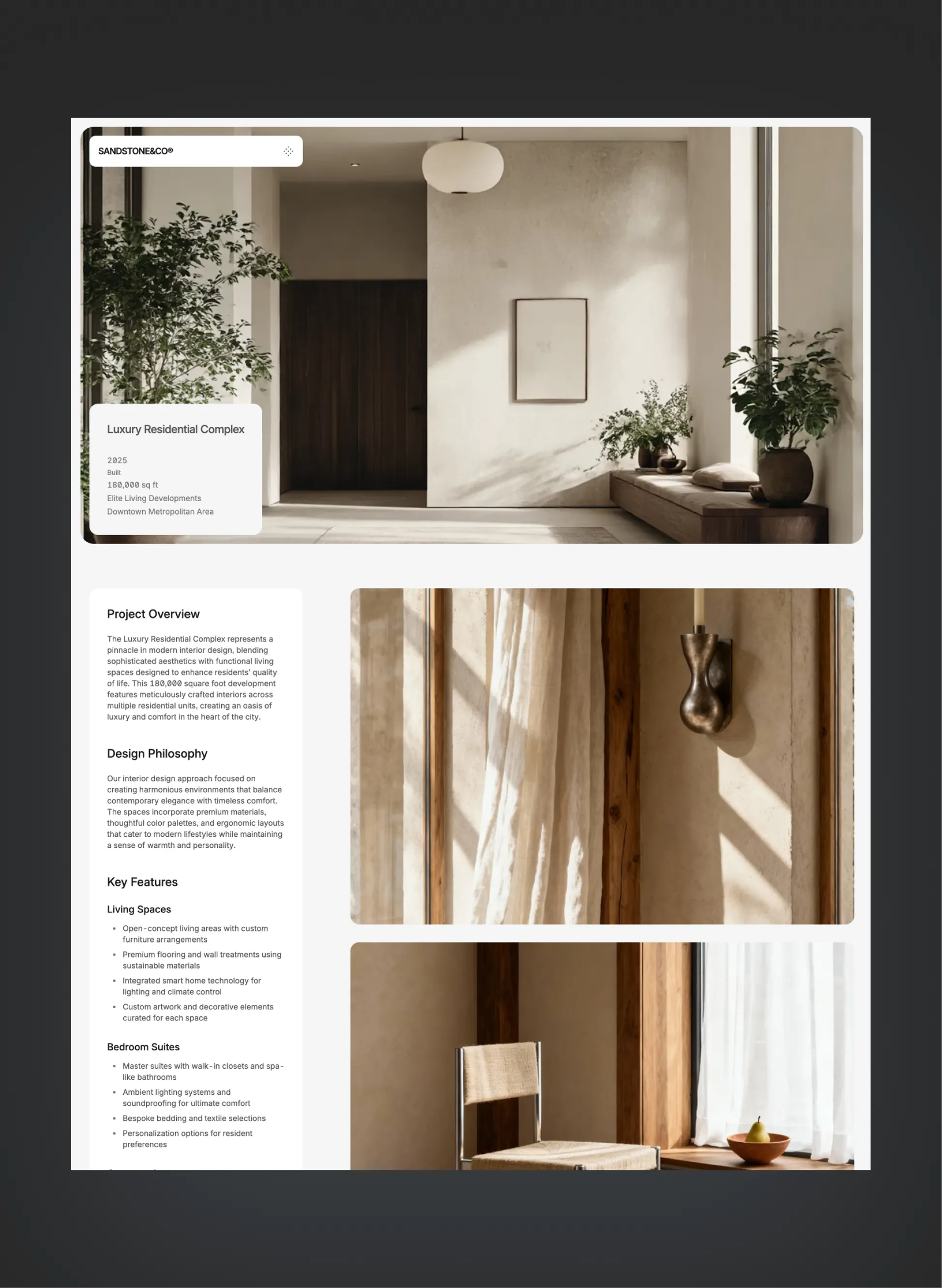Sandstone services overview layout