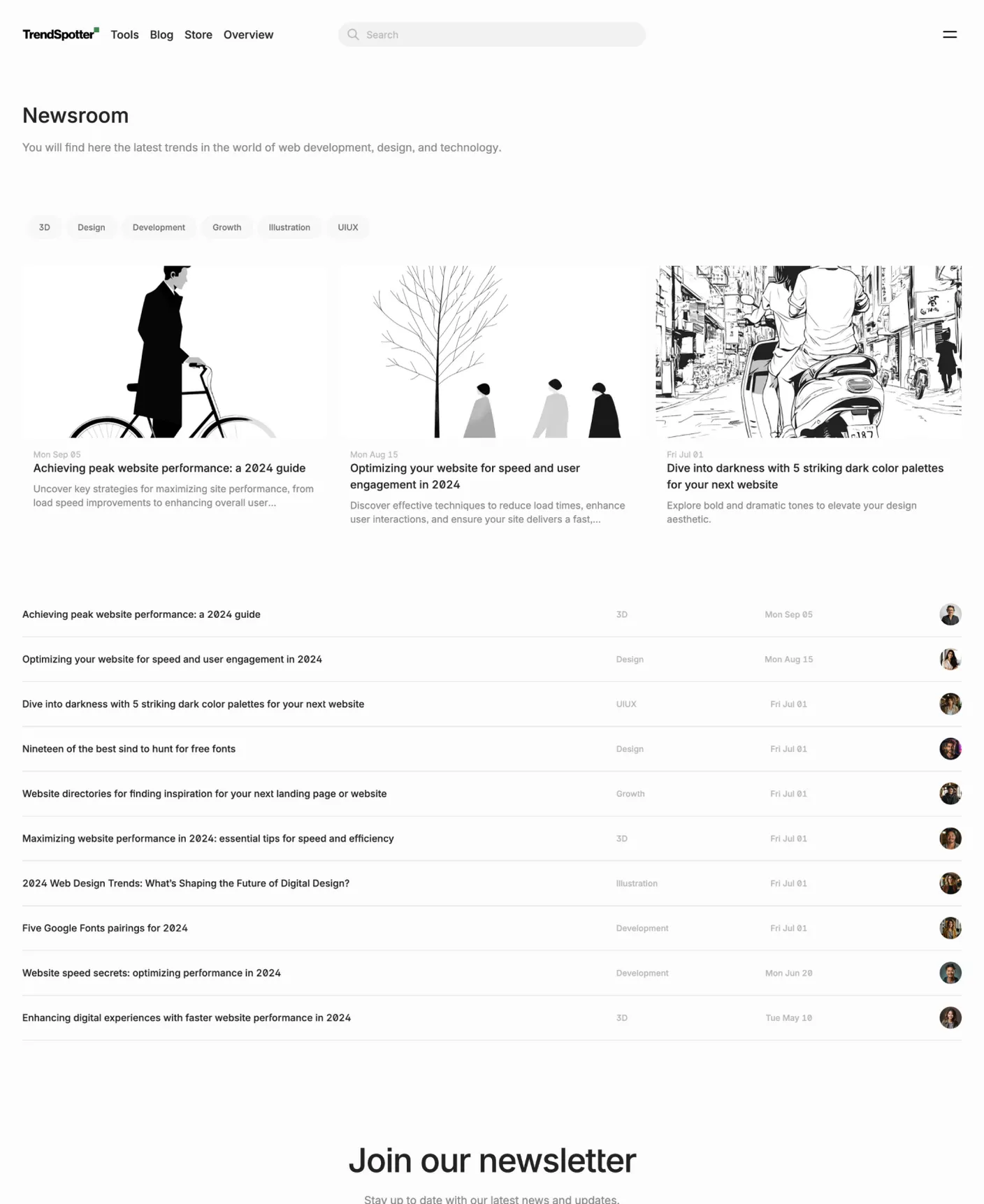 Trendspotter page preview