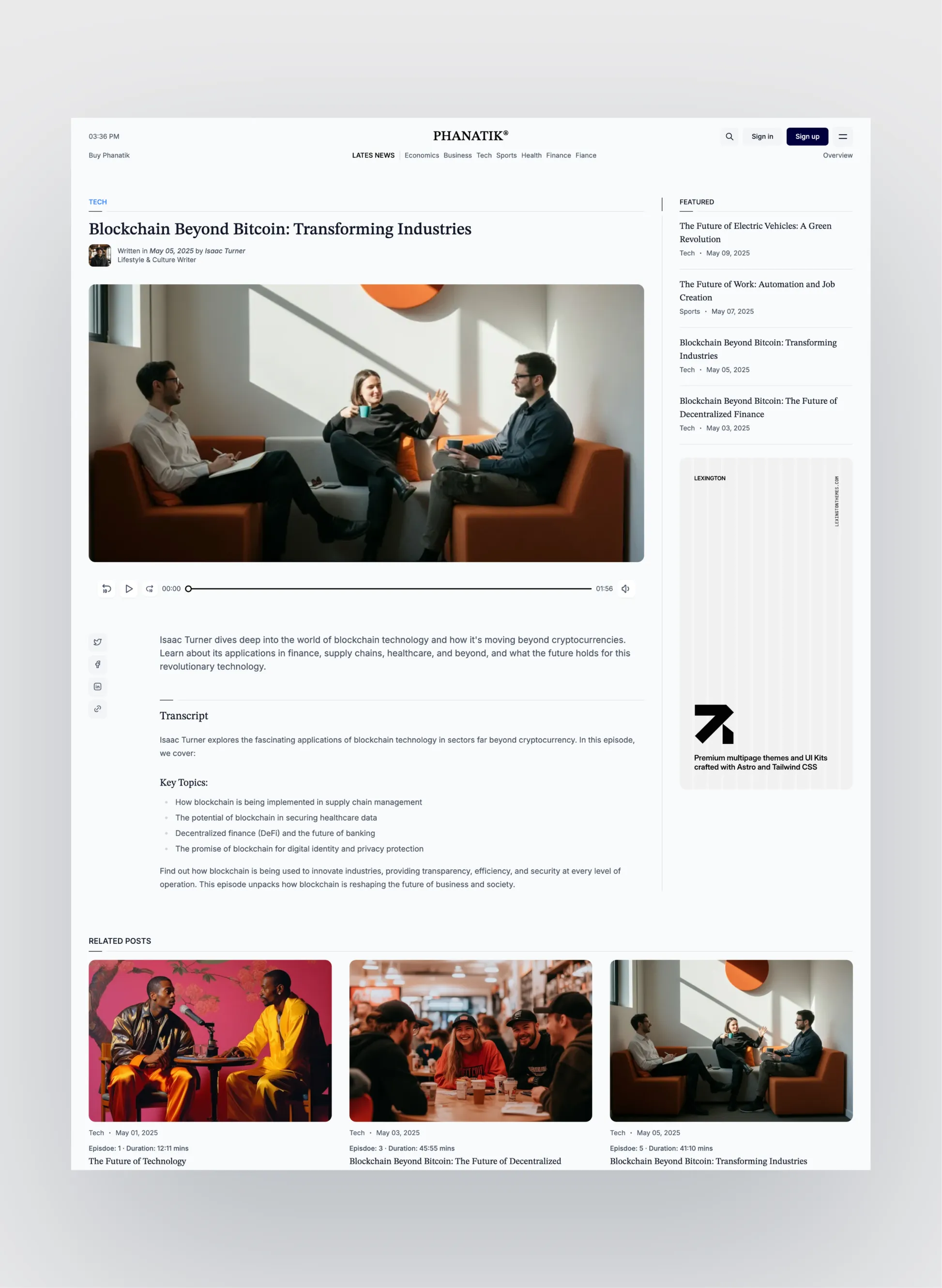 Phanatik dark mode view
