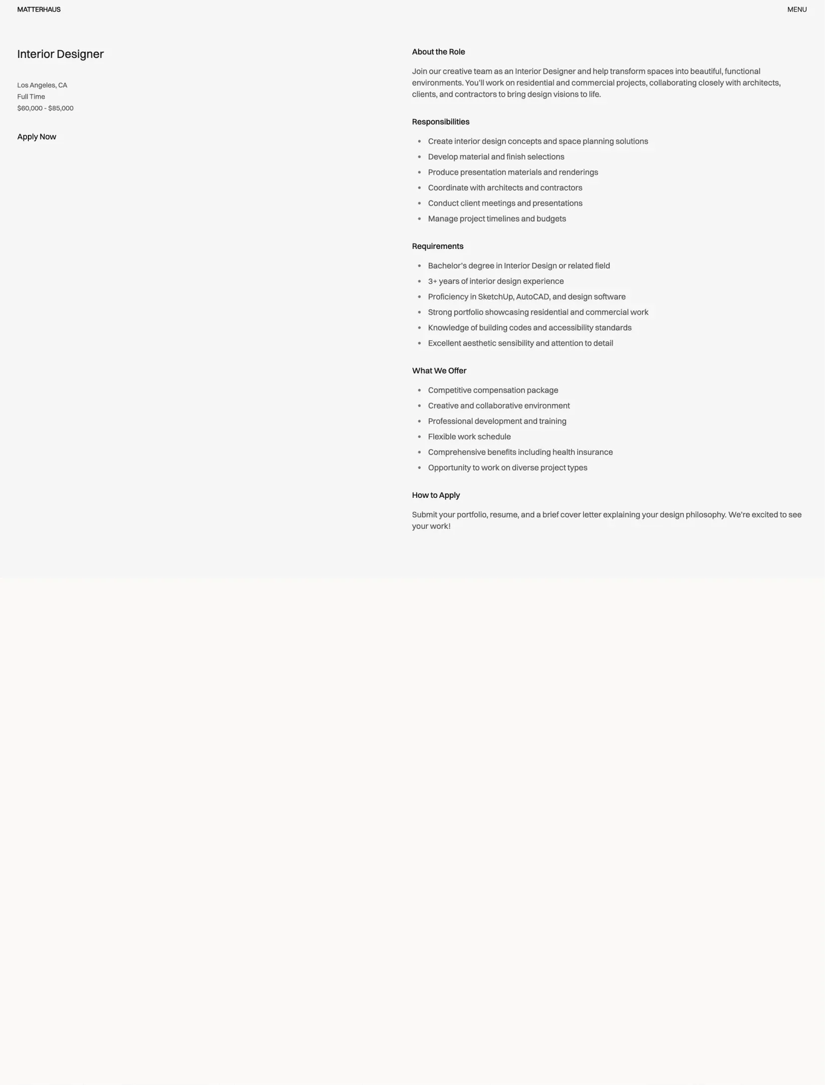 Matterhaus architectural design service details