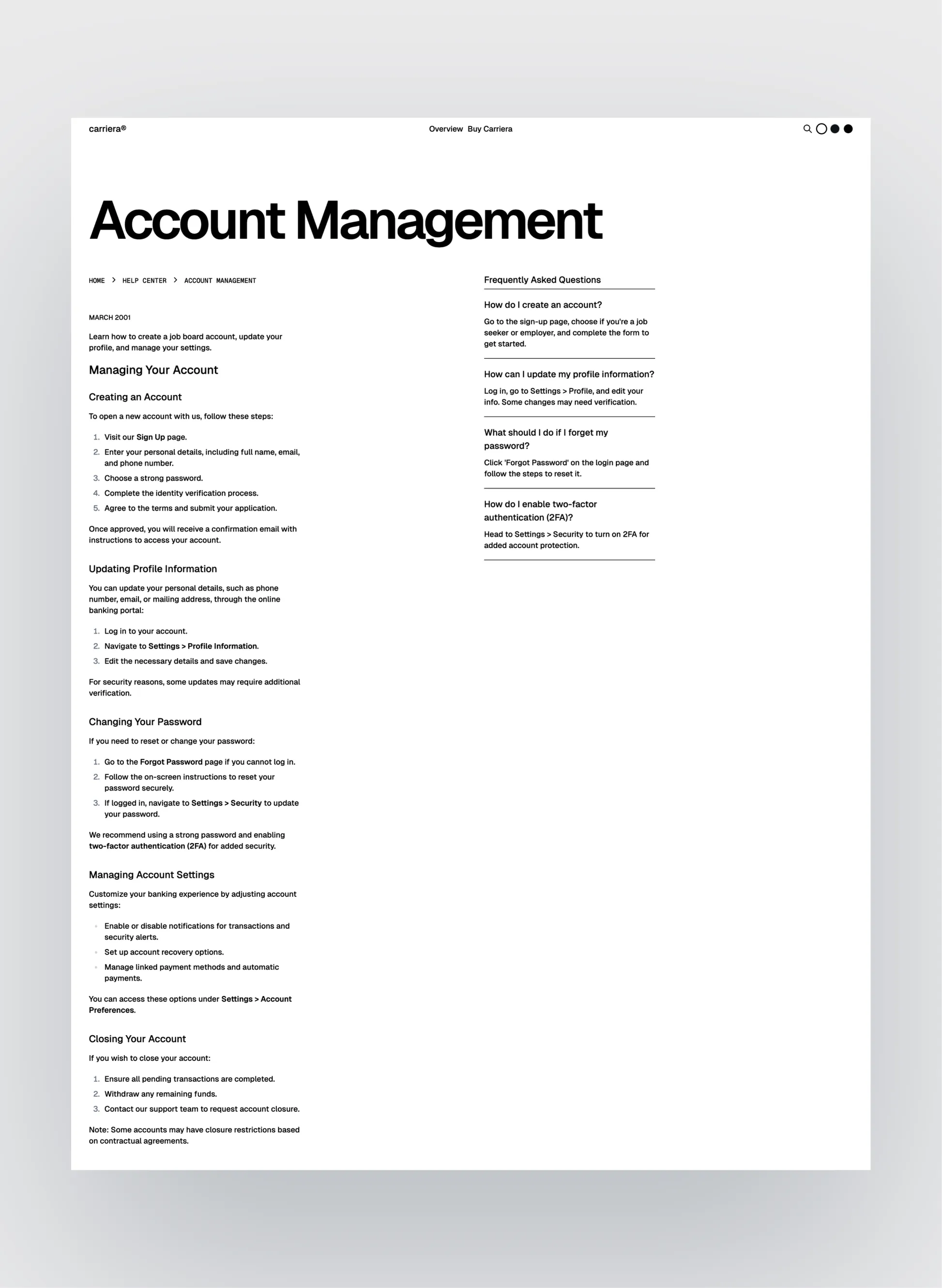 Carriera blog layout