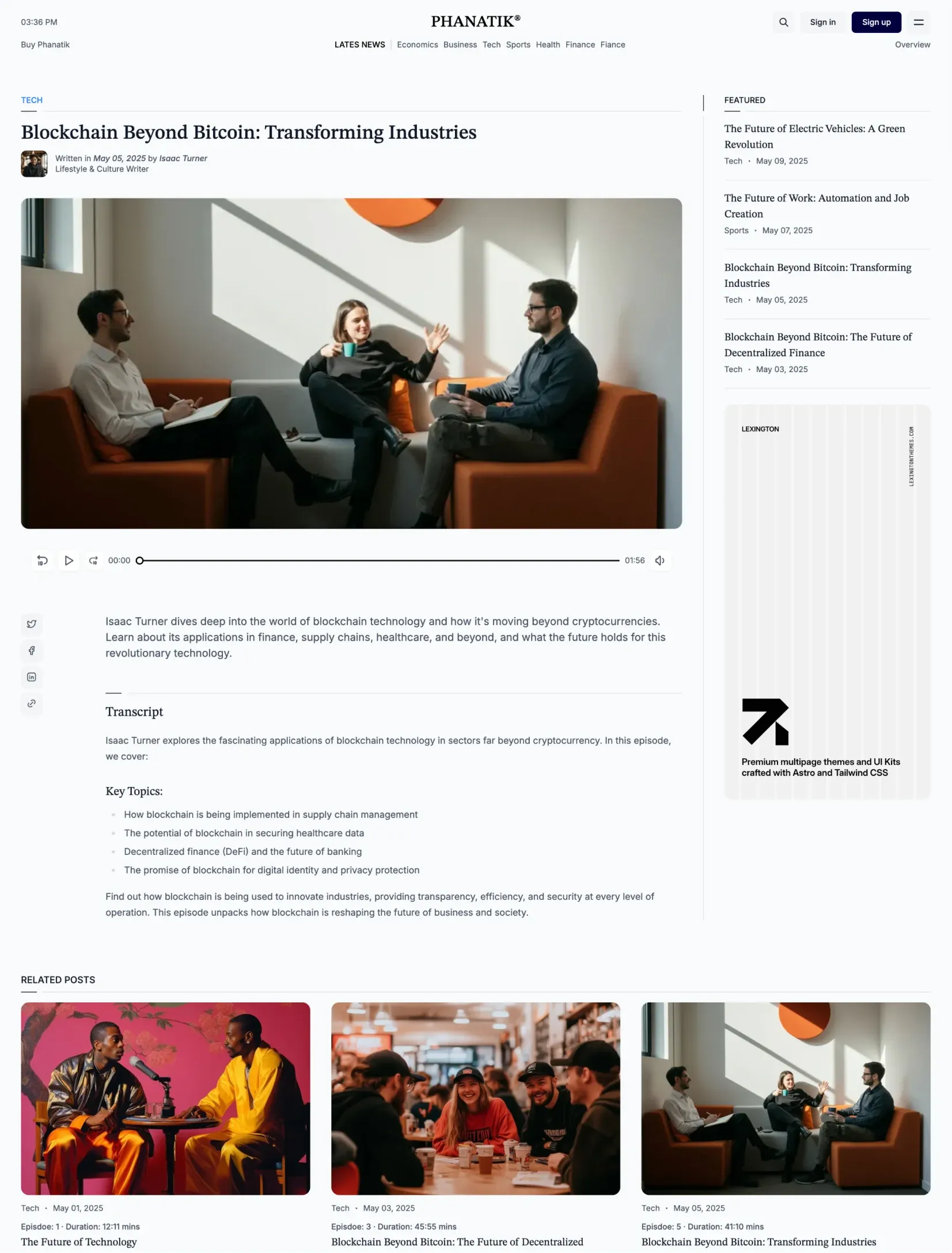 Phanatik dark mode view
