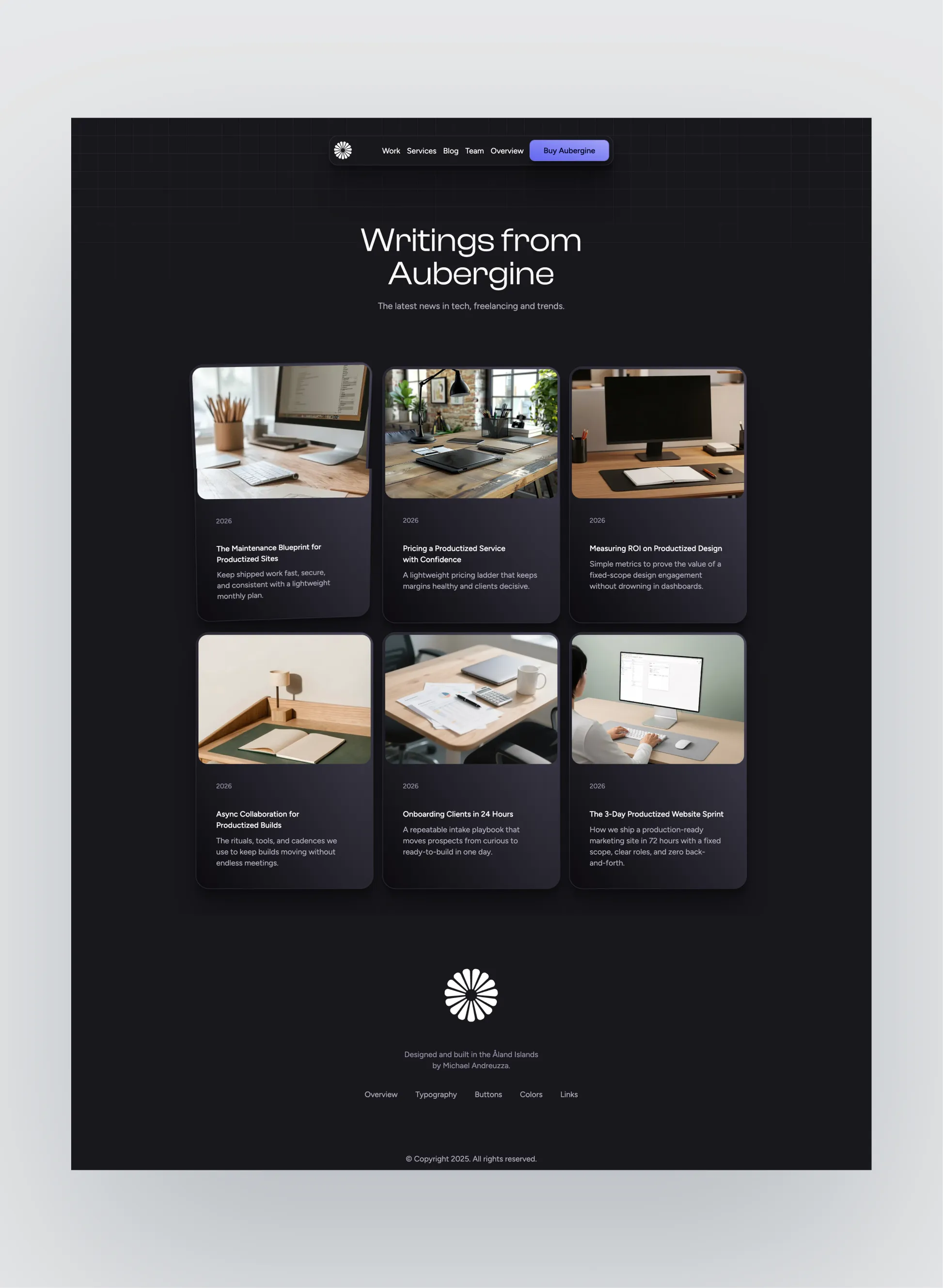 Aubergine contact page layout