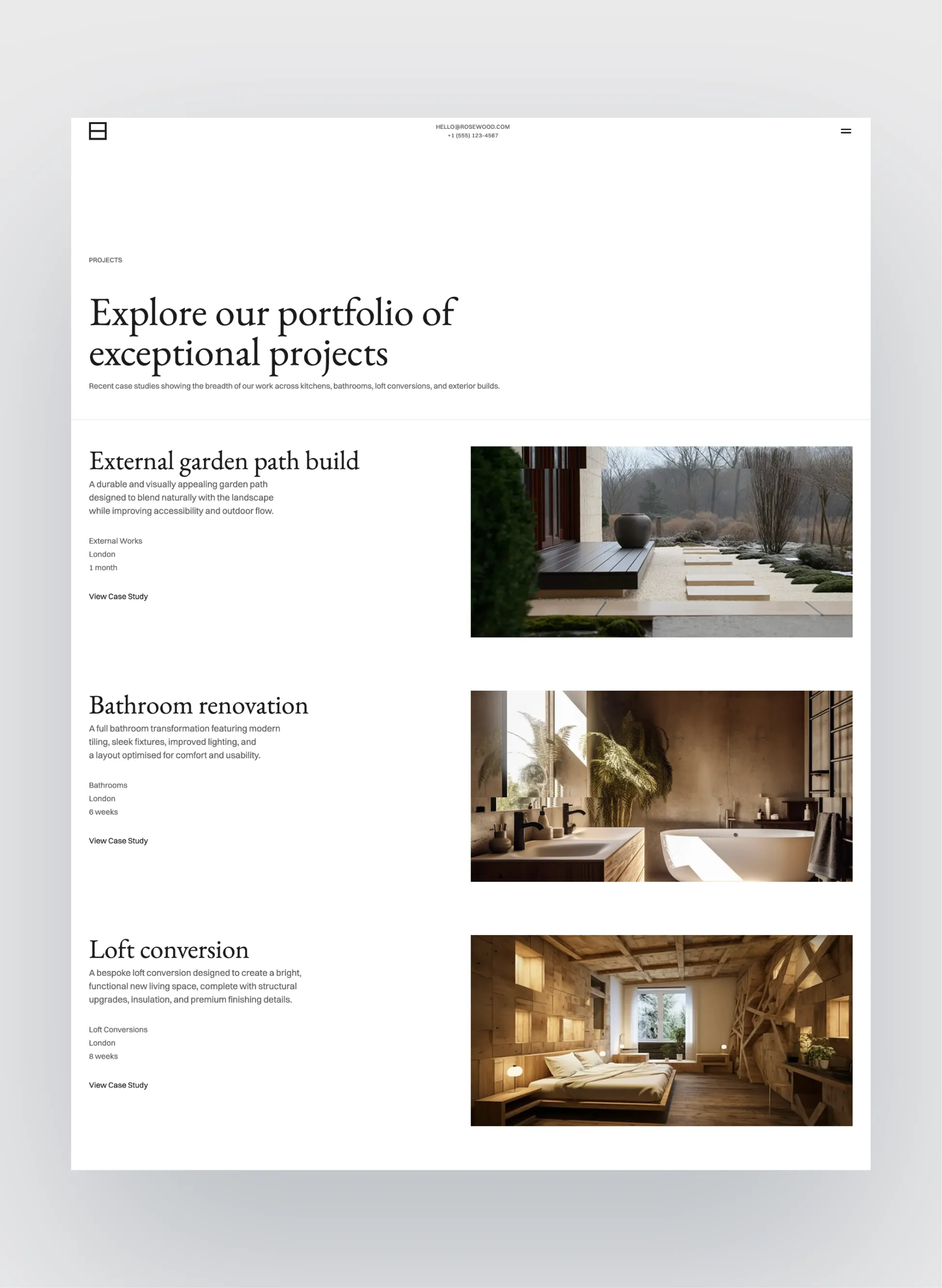 Rosewood bathroom renovation service detail page