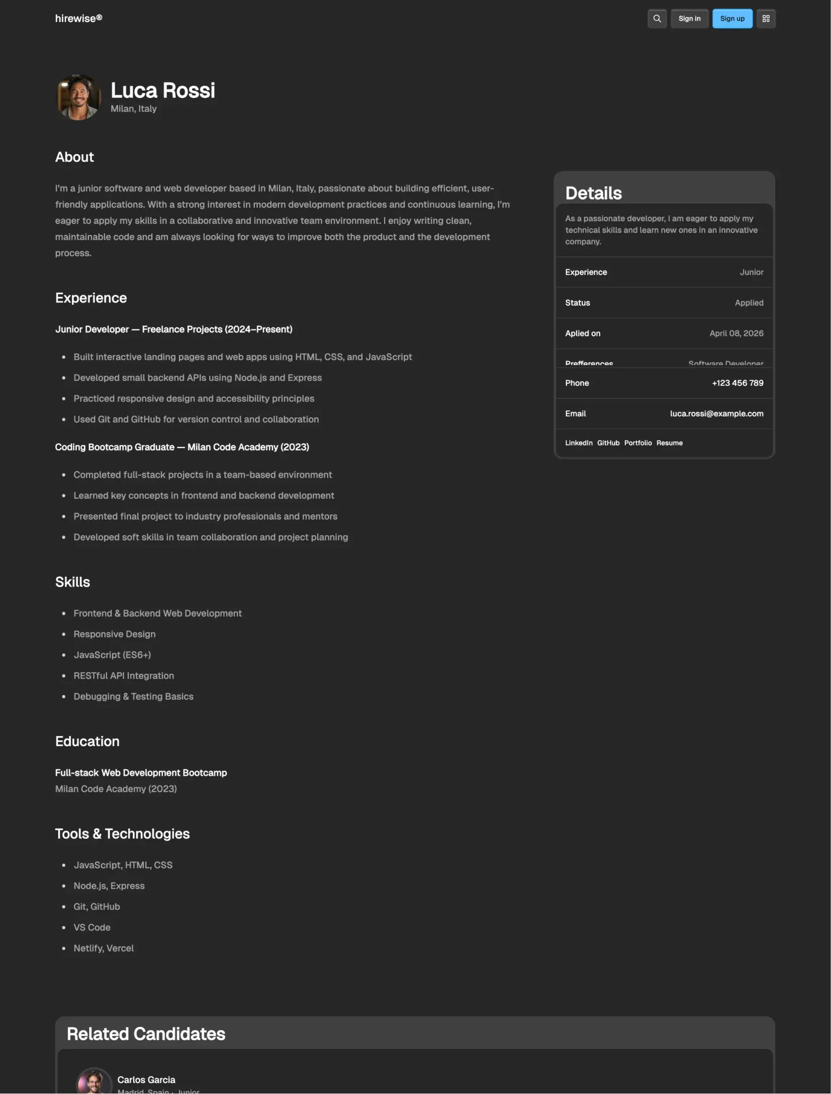 Hirewise blog layout