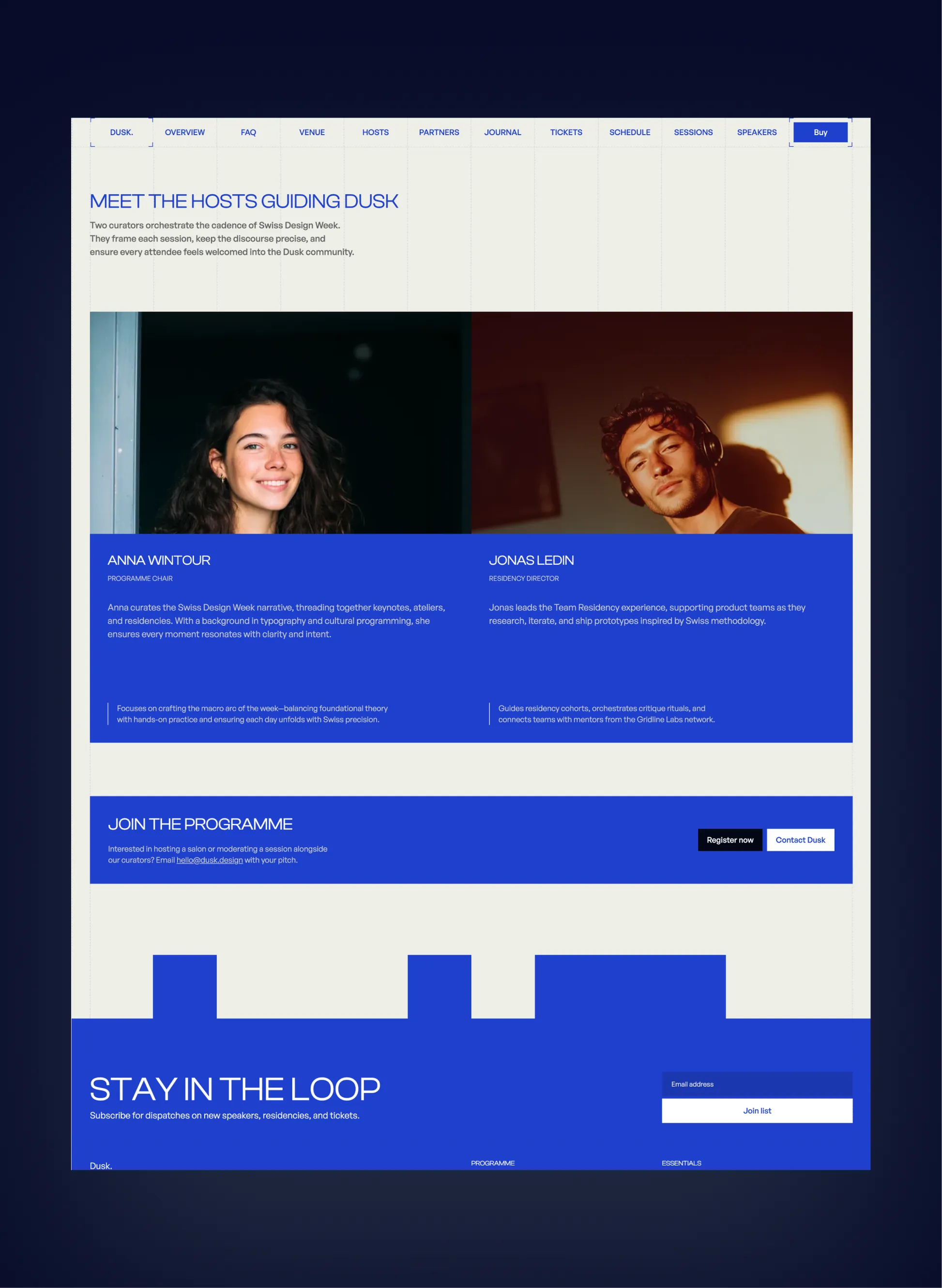 Dusk journal and articles section